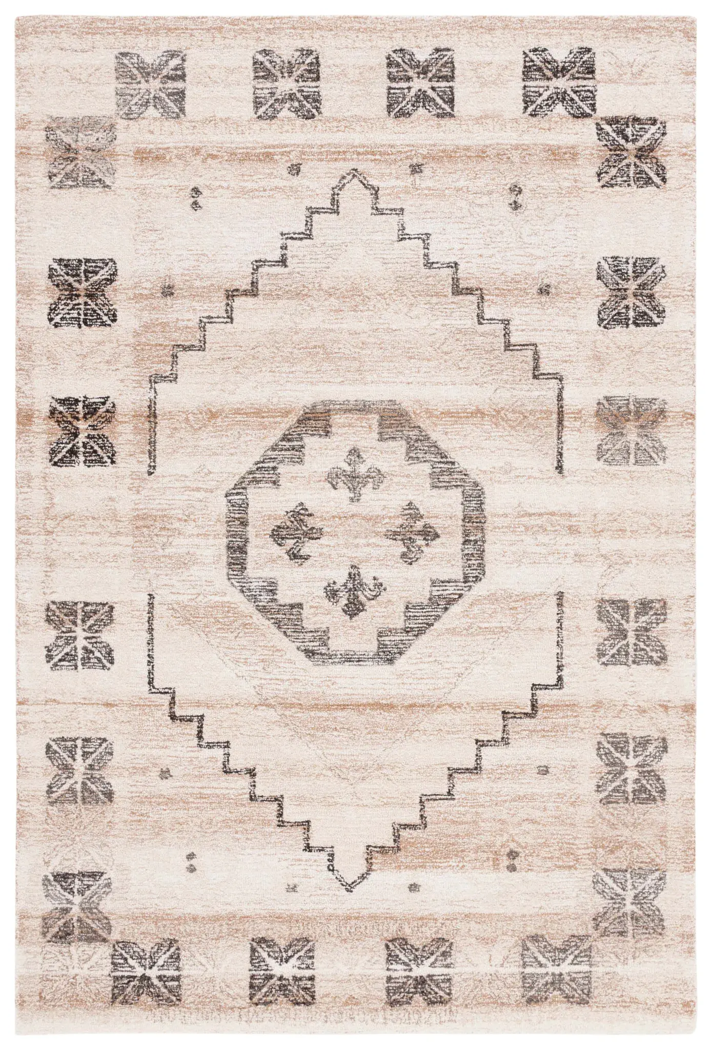 Ebony Tribal Medallion Hand-Tufted Wool Rug