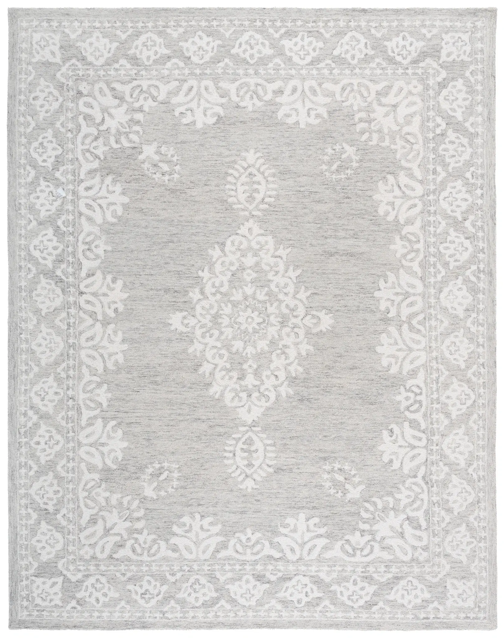 Ebony Medallion Border Hand-Tufted Wool Rug