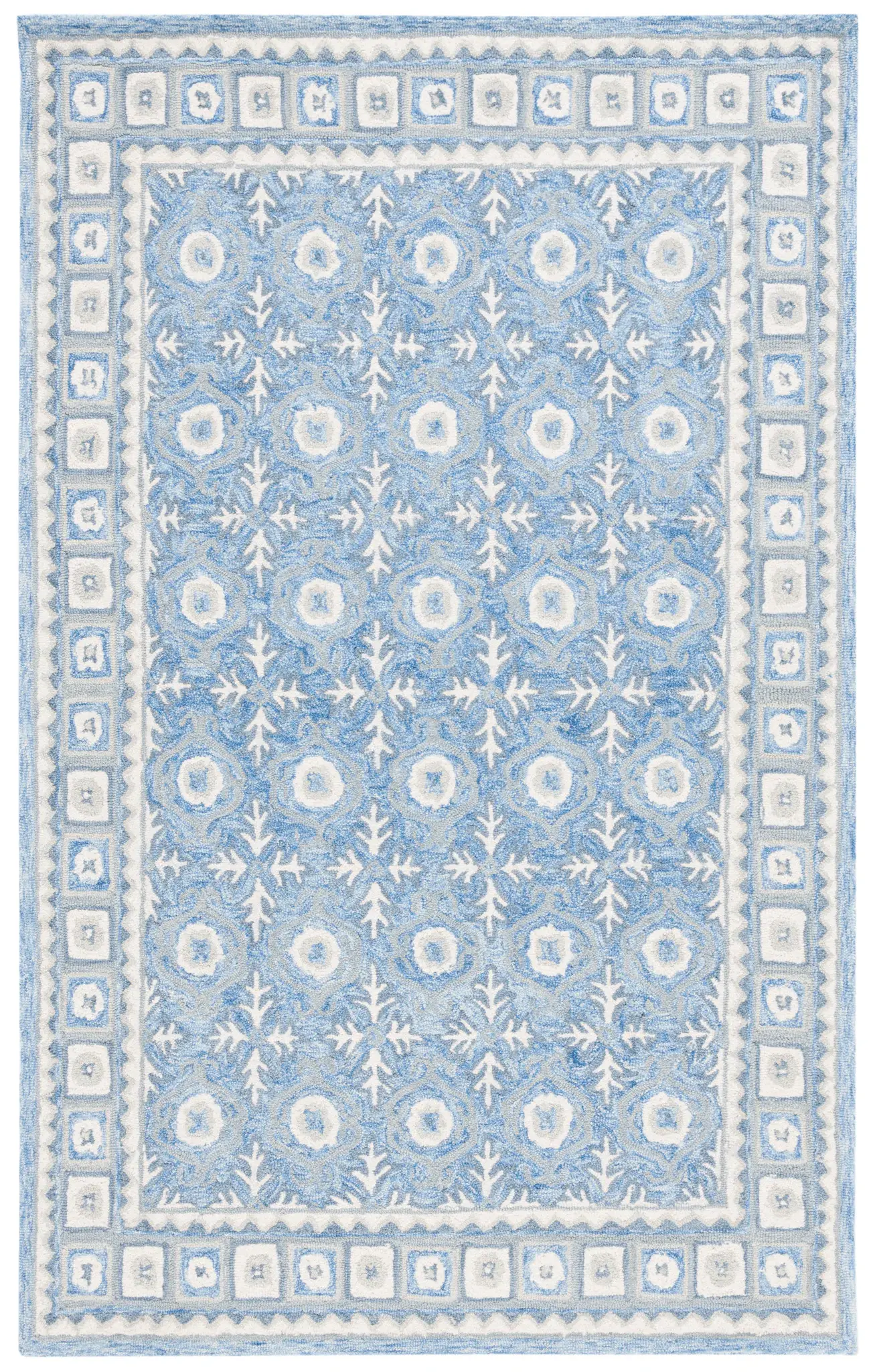 Ebony Botanical Tile Hand-Tufted Wool Rug