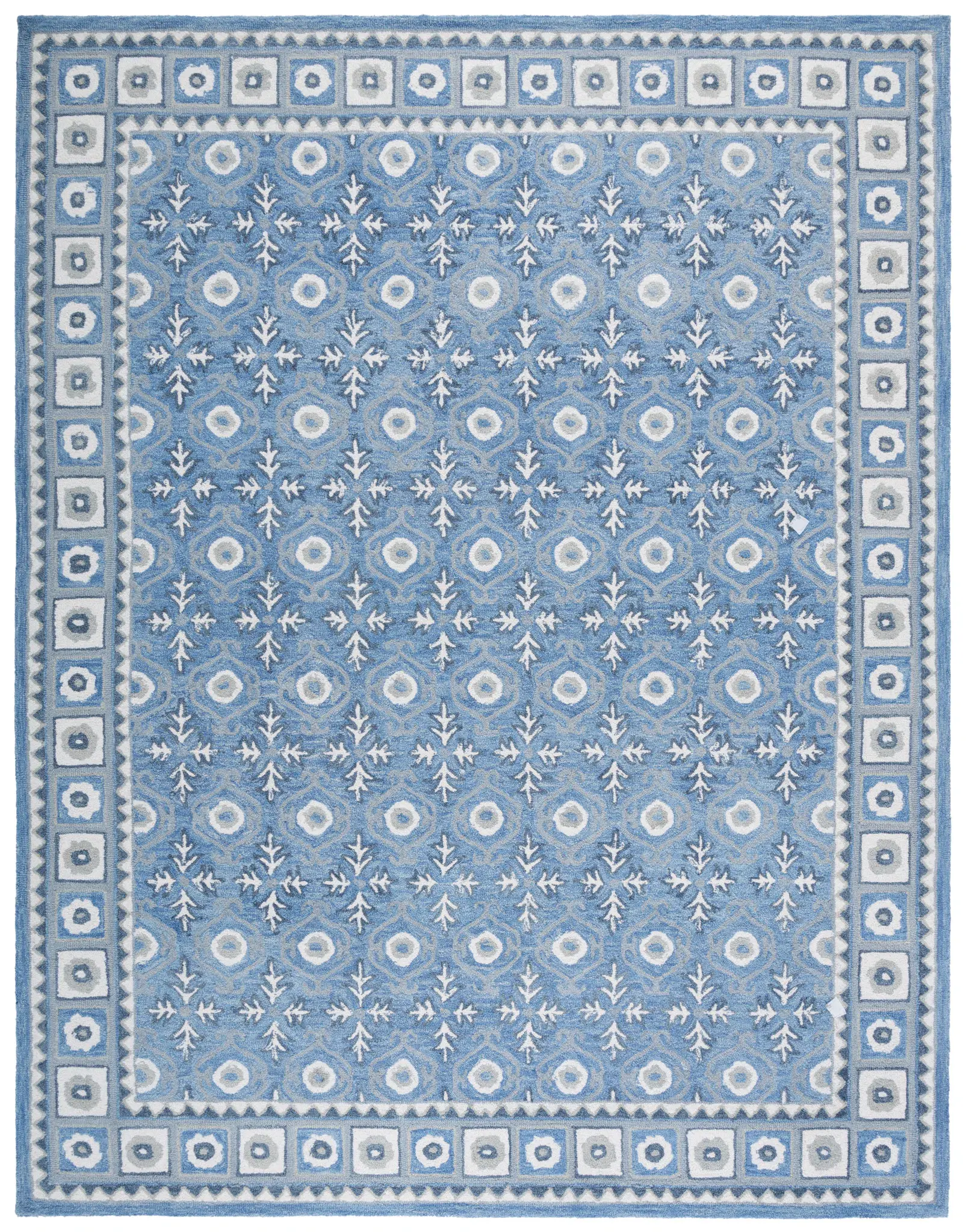 Ebony Botanical Tile Hand-Tufted Wool Rug