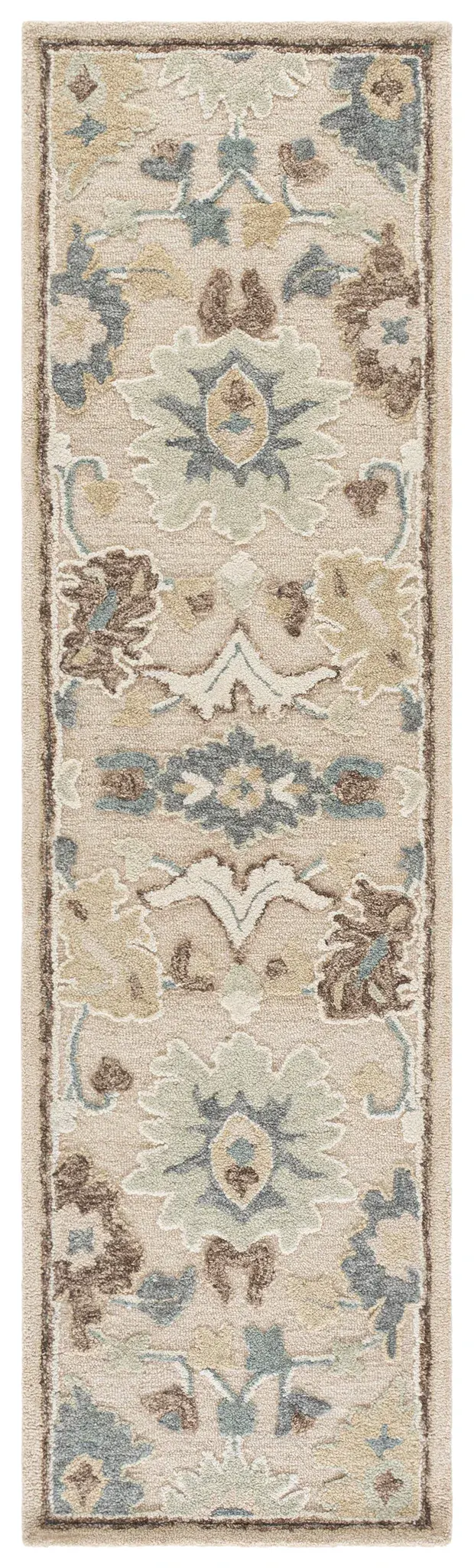 Ebony Floral Bordered Hand-Tufted Wool Rug