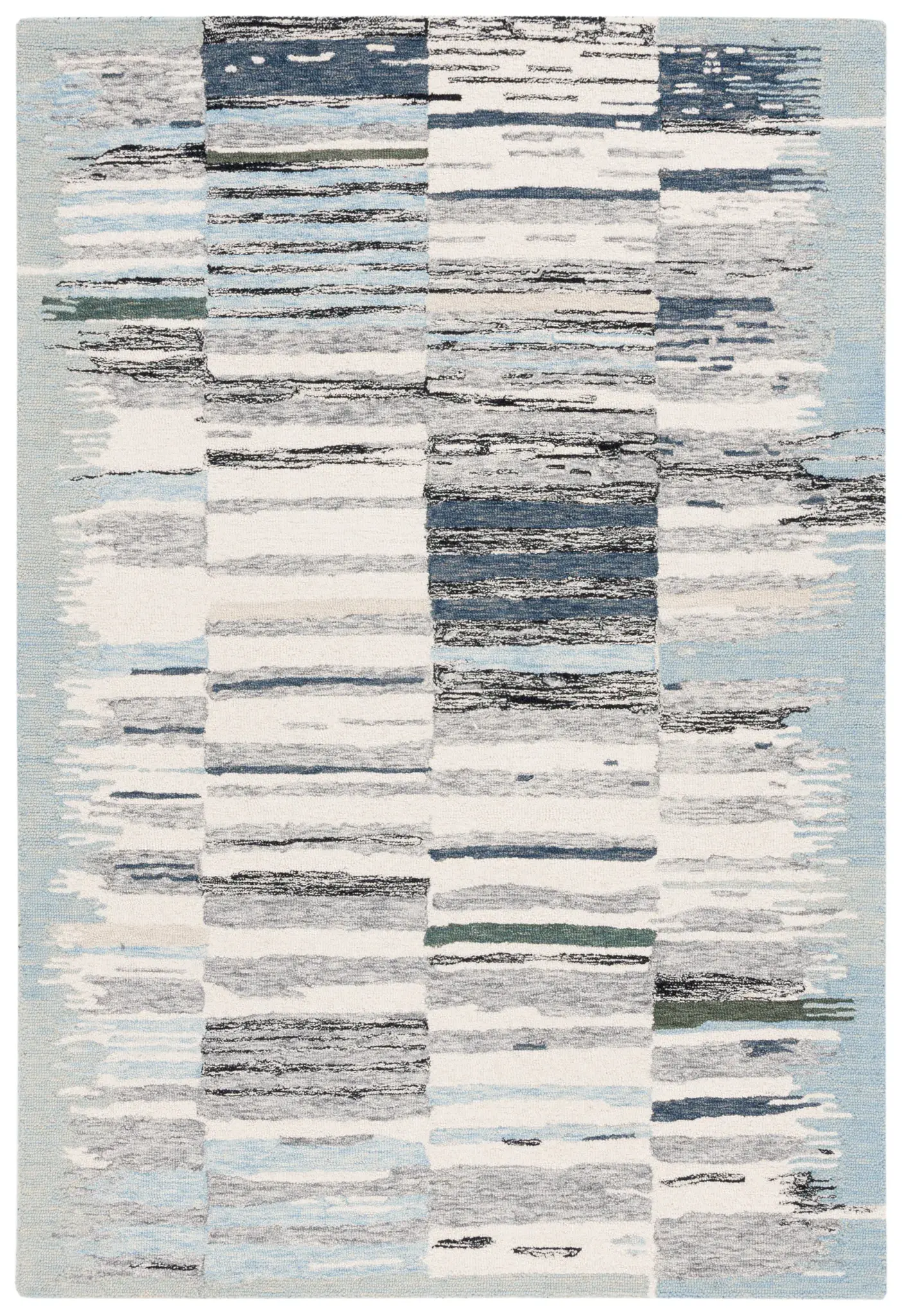 Ebony Painterly Stripe Hand-Tufted Wool Rug
