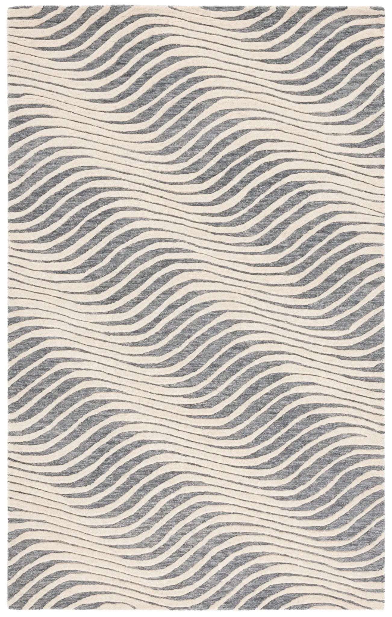 Ebony Wavy Stripe Hand-Tufted Wool Rug