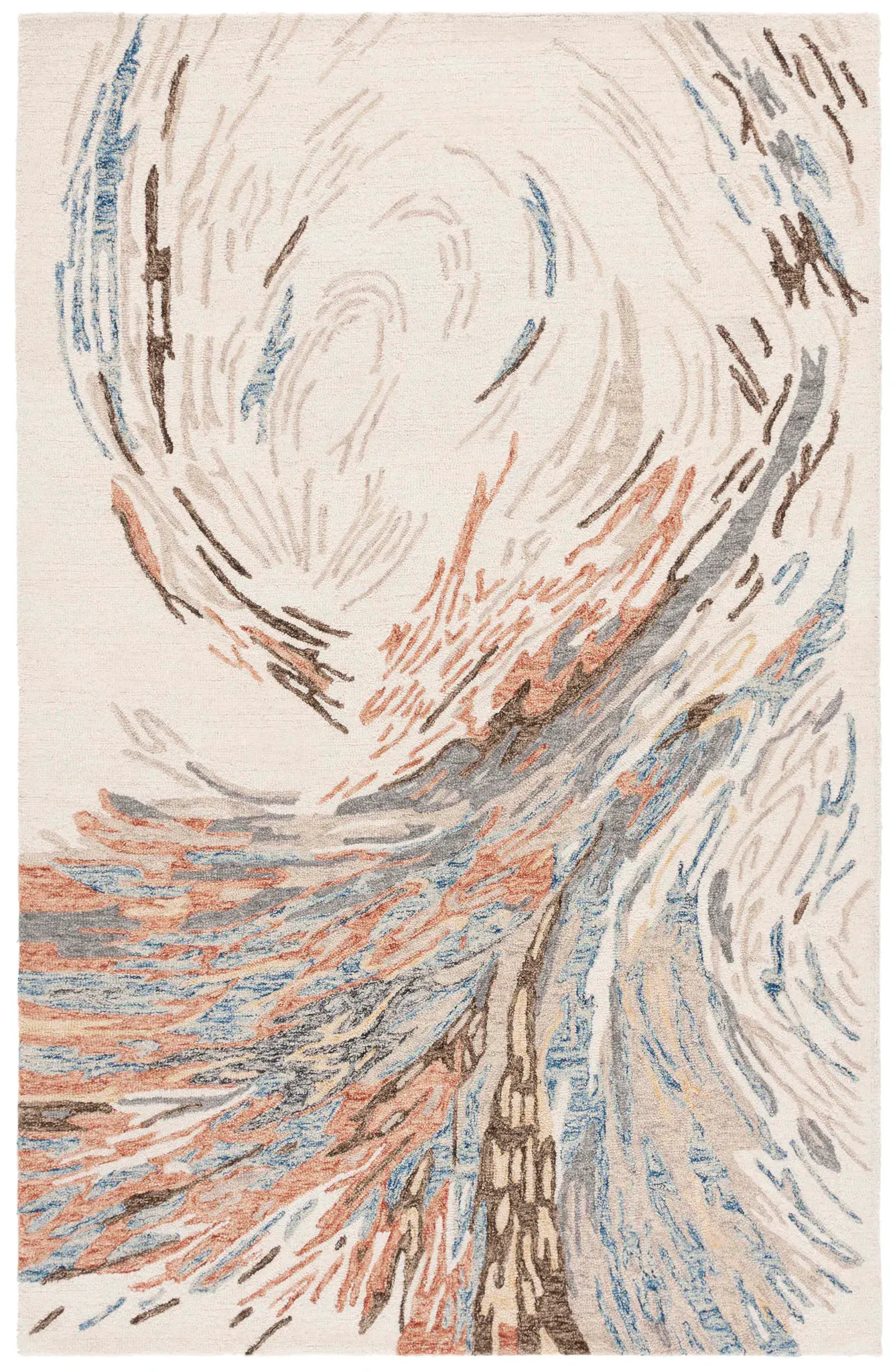 Ebony Painterly Waves Hand-Tufted Wool Rug
