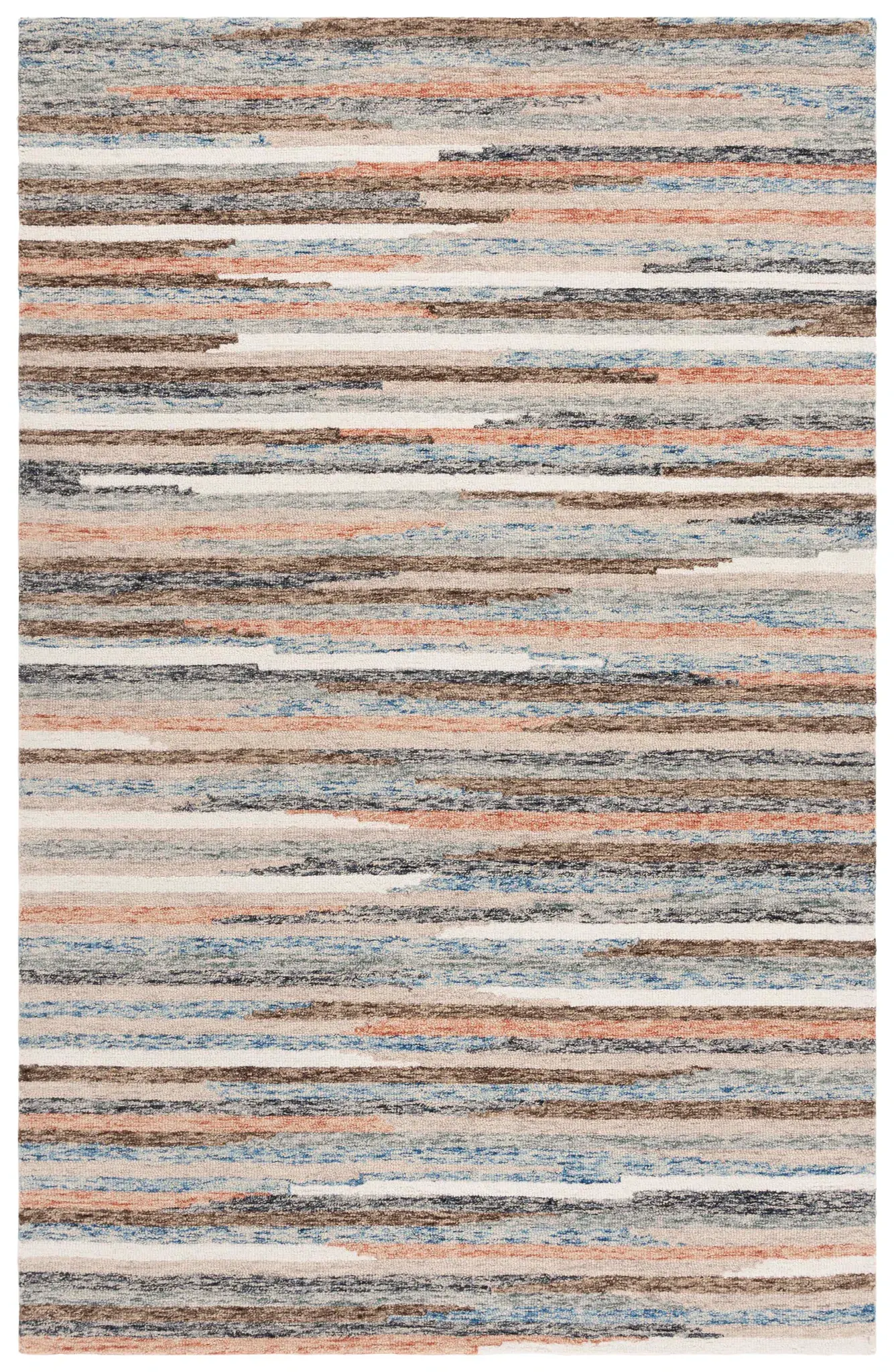 Ebony Bold Horizontal Stripe Hand-Tufted Wool Rug