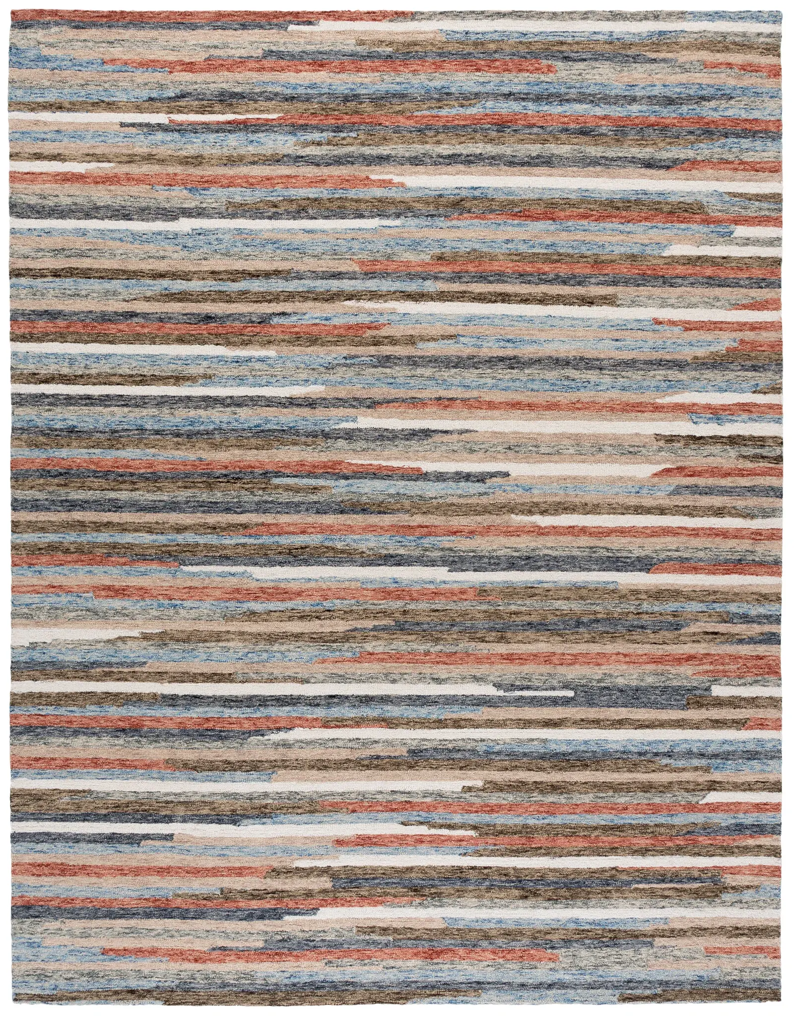 Ebony Bold Horizontal Stripe Hand-Tufted Wool Rug