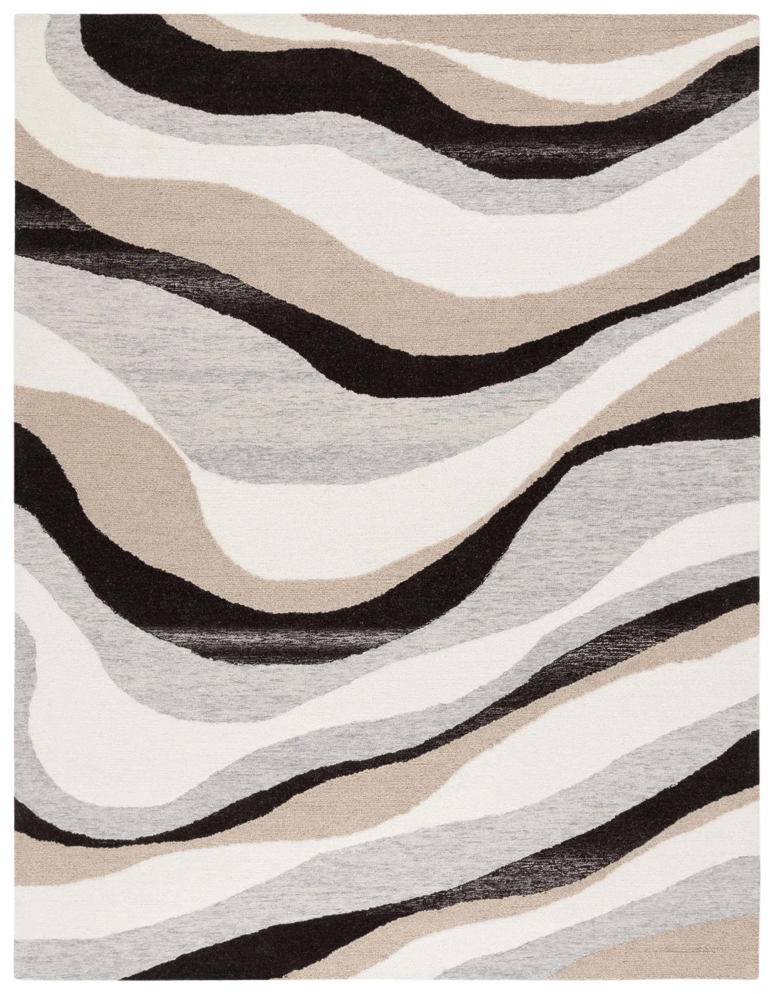 Ebony Abstract Swirl Hand-Tufted Wool Rug
