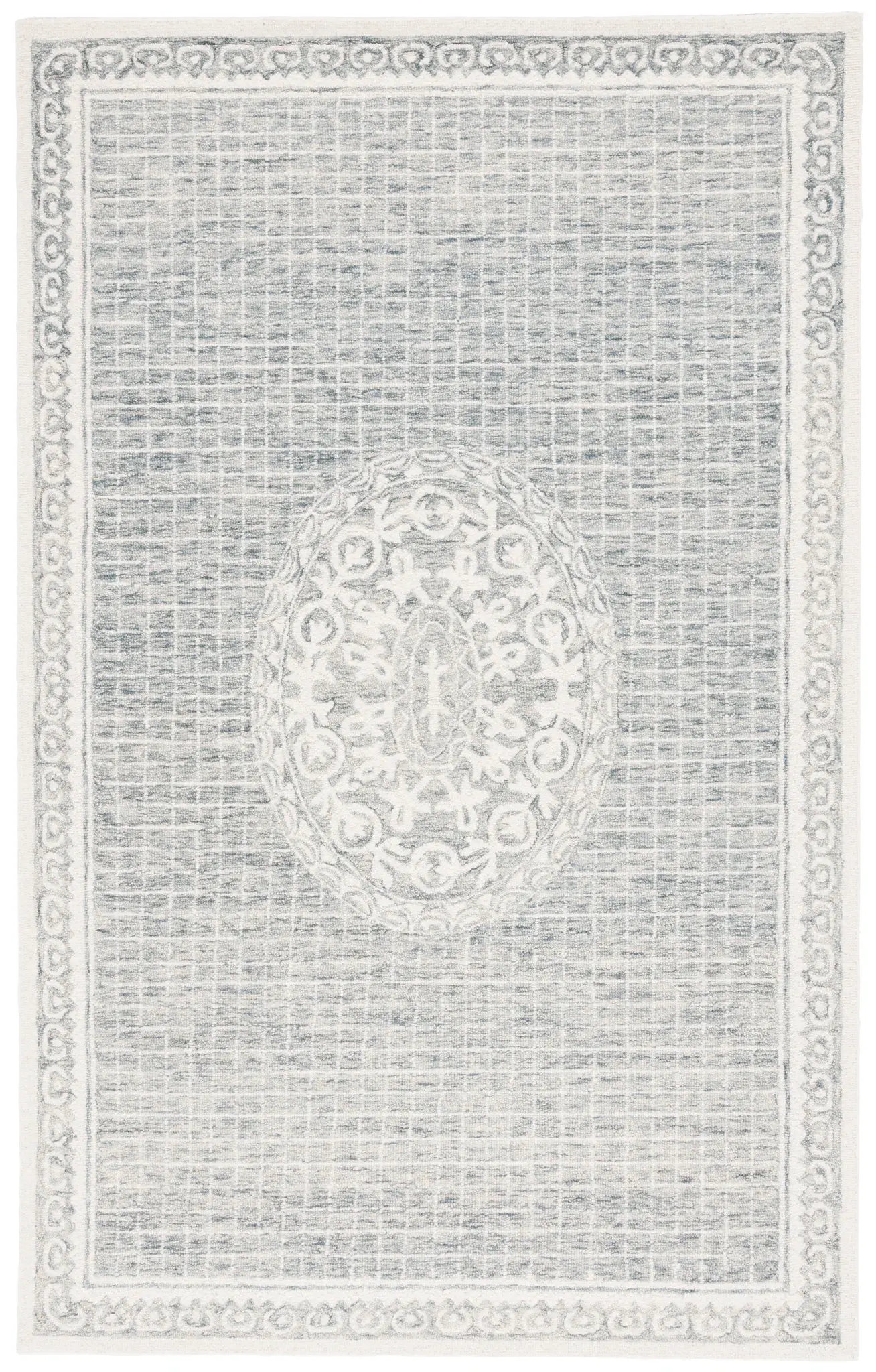 Ebony Medallion Grid Hand-Tufted Wool Rug