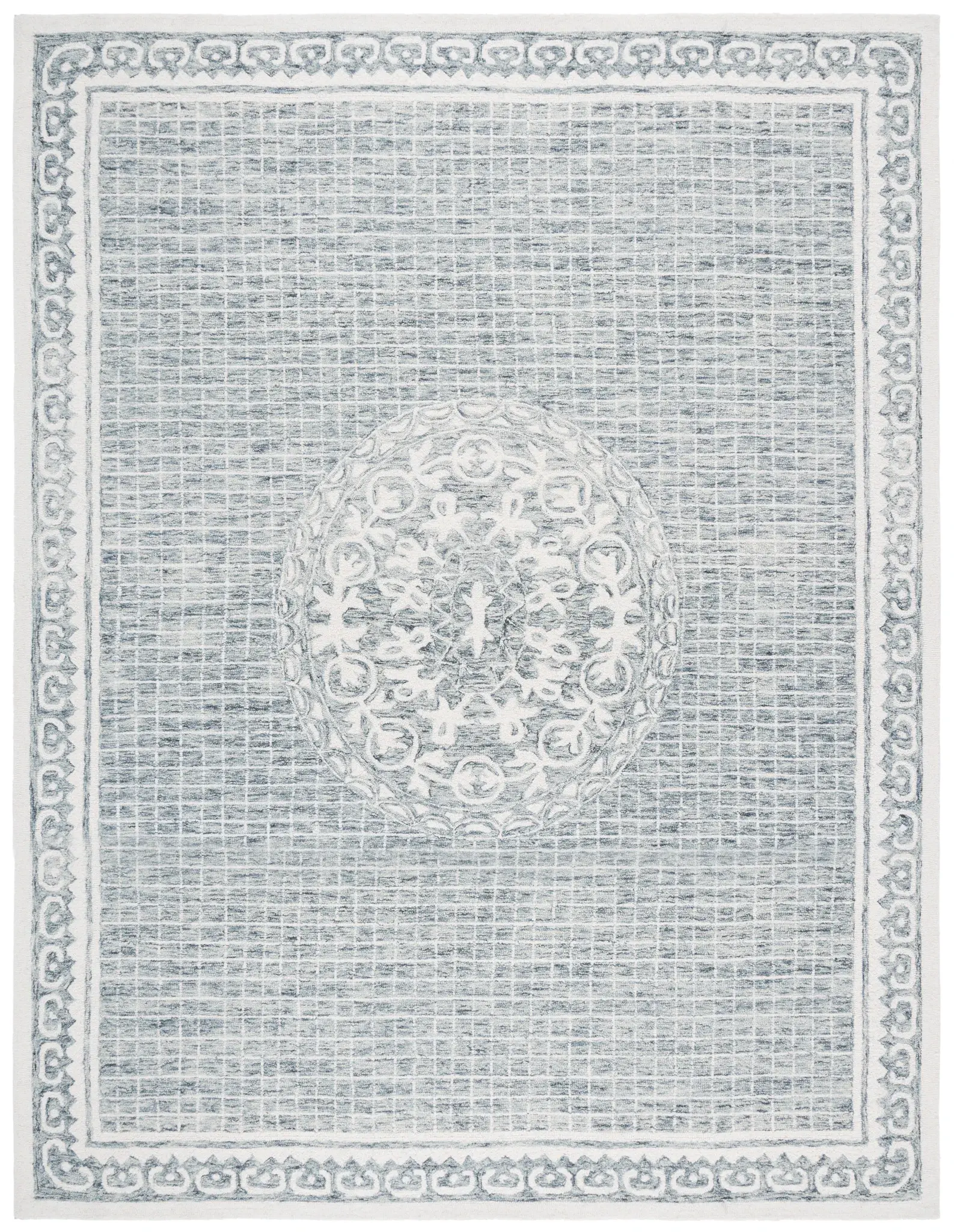 Ebony Medallion Grid Hand-Tufted Wool Rug