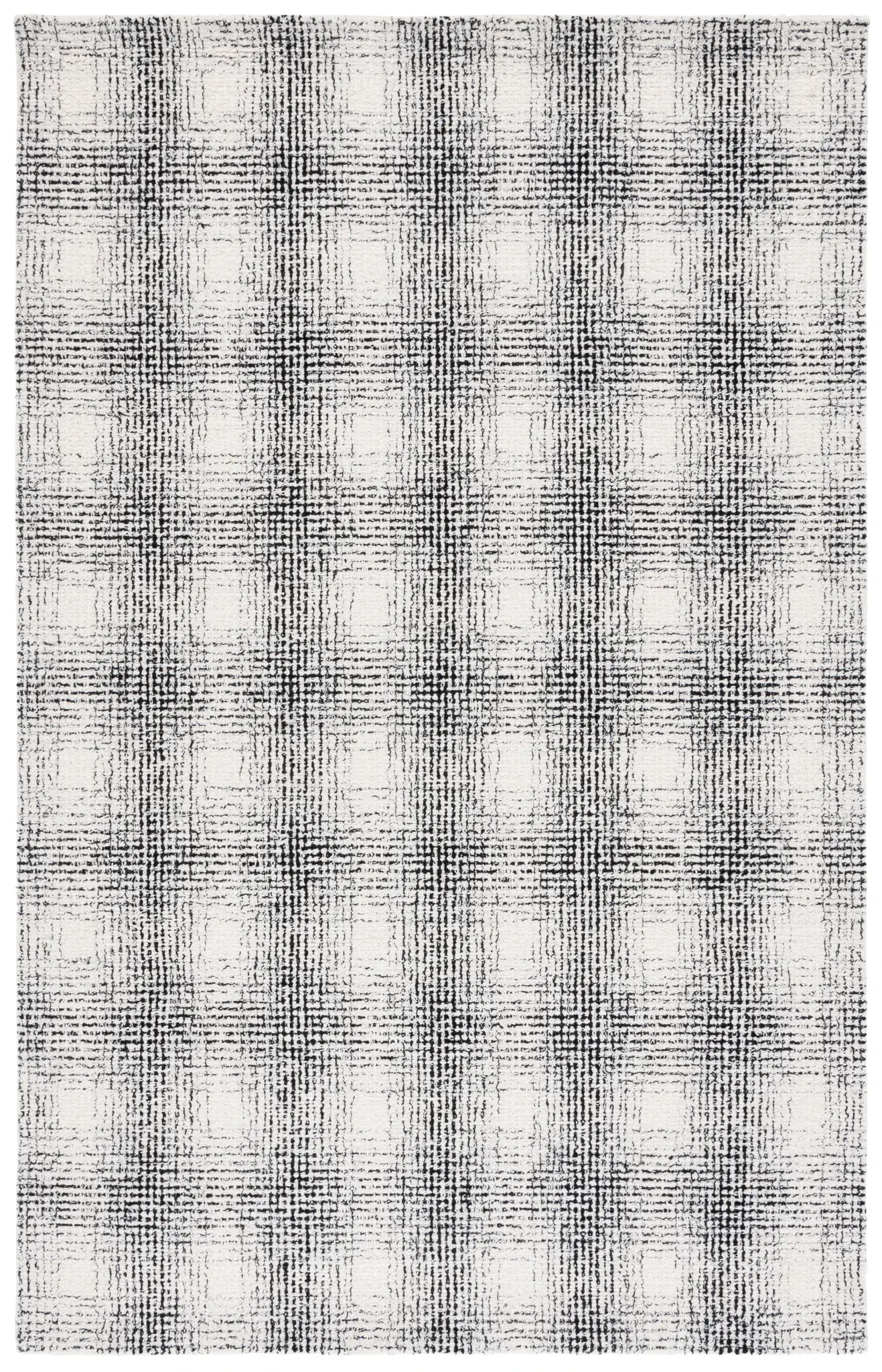Ebony Gingham Plaid Hand-Tufted Wool Rug