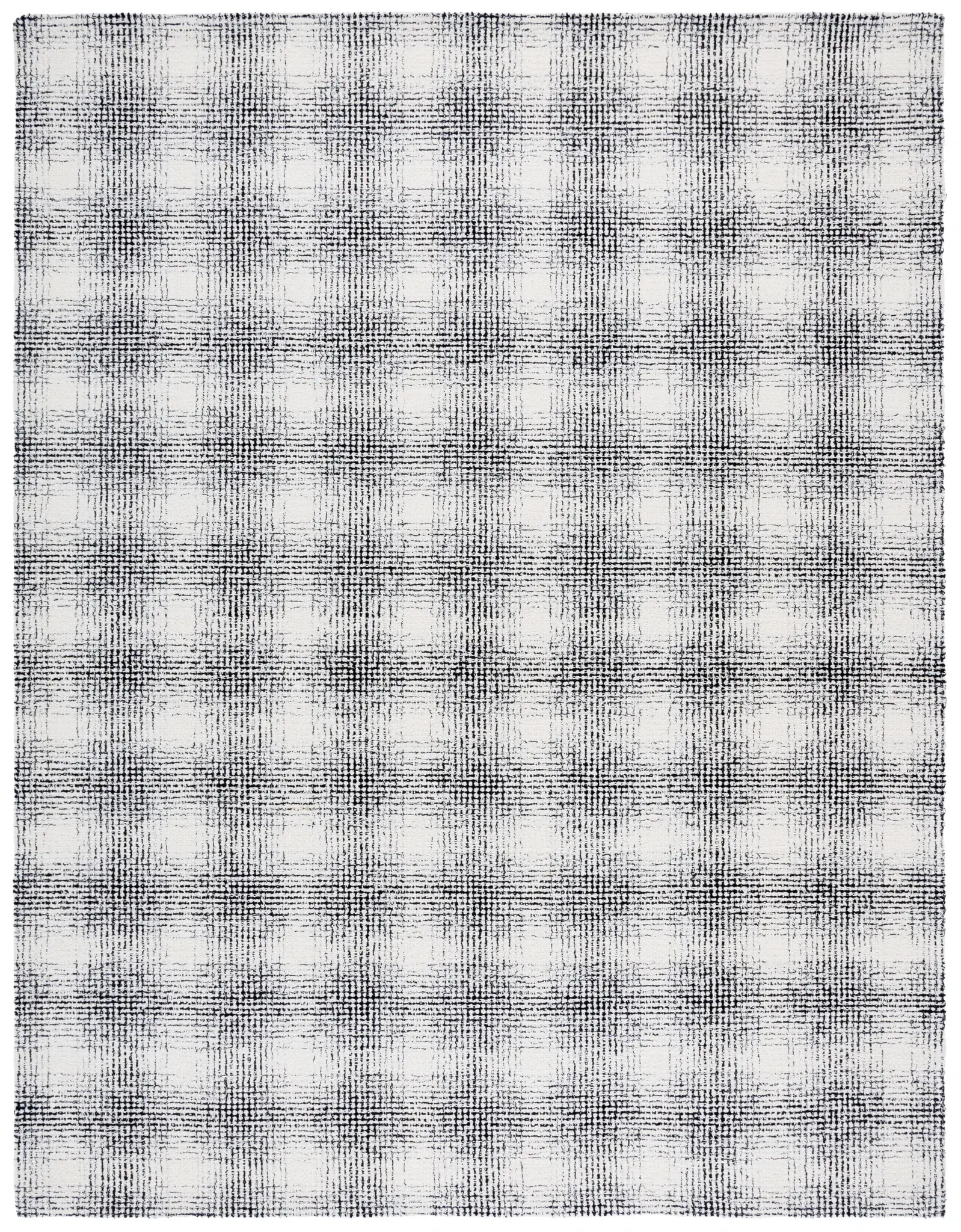 Ebony Gingham Plaid Hand-Tufted Wool Rug