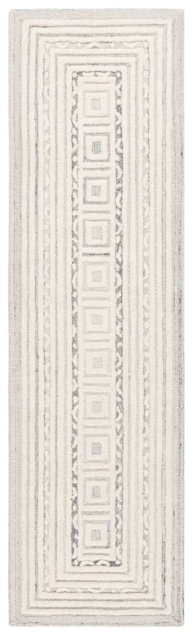Ebony Nested Geometric Border Hand-Tufted Wool Rug
