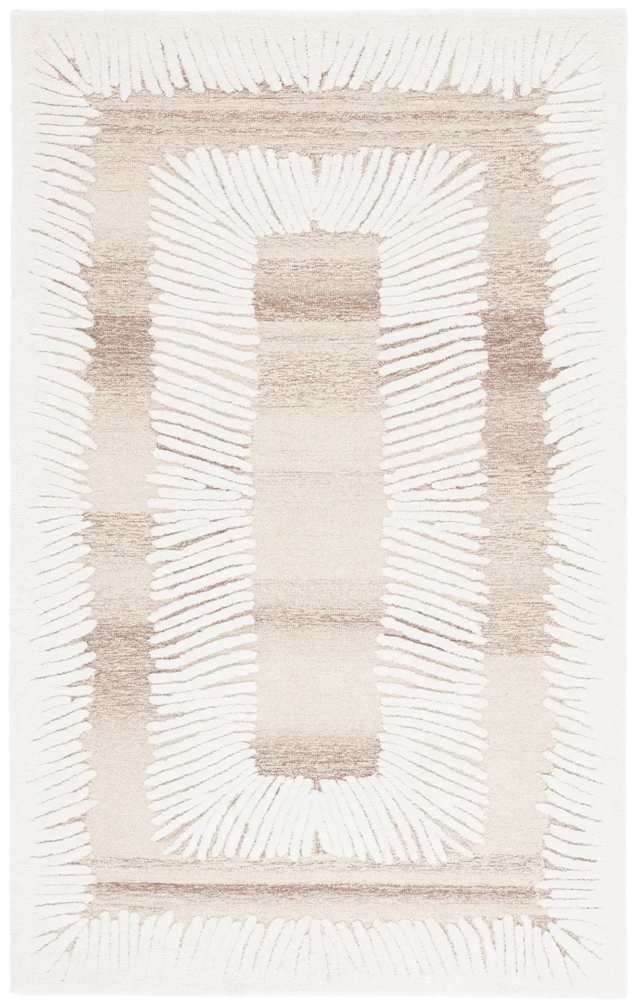 Ebony Radiating Border Hand-Tufted Wool Rug