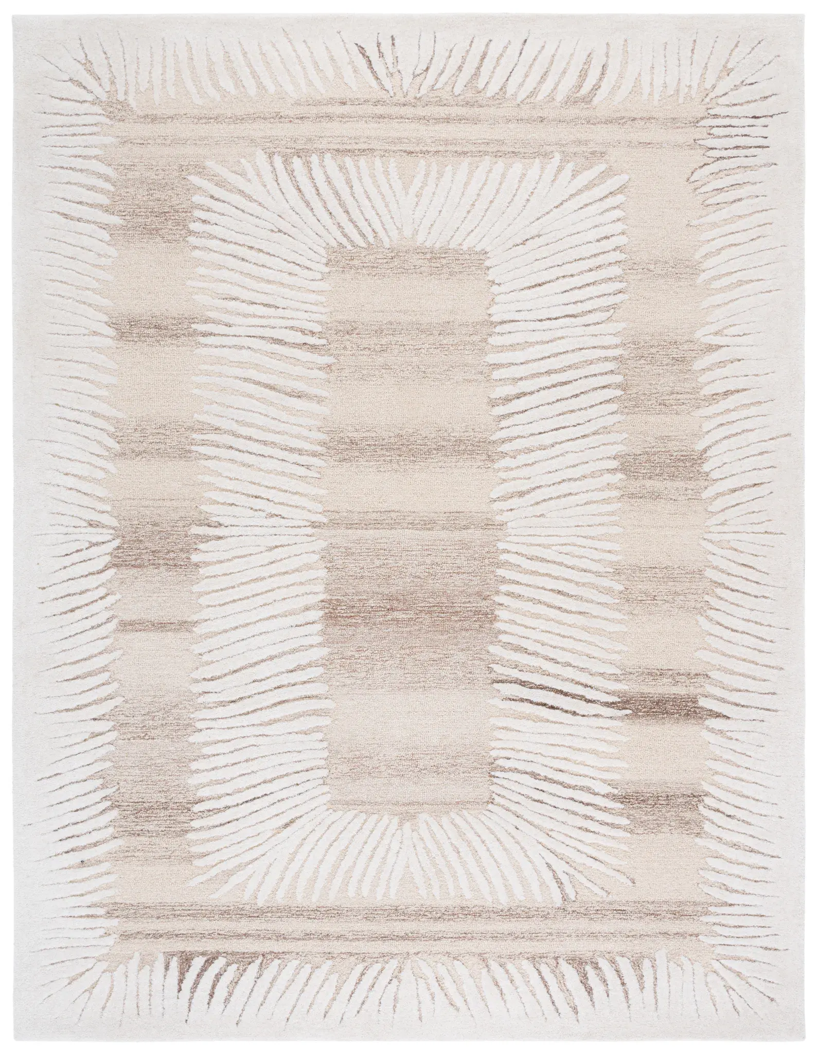 Ebony Radiating Border Hand-Tufted Wool Rug