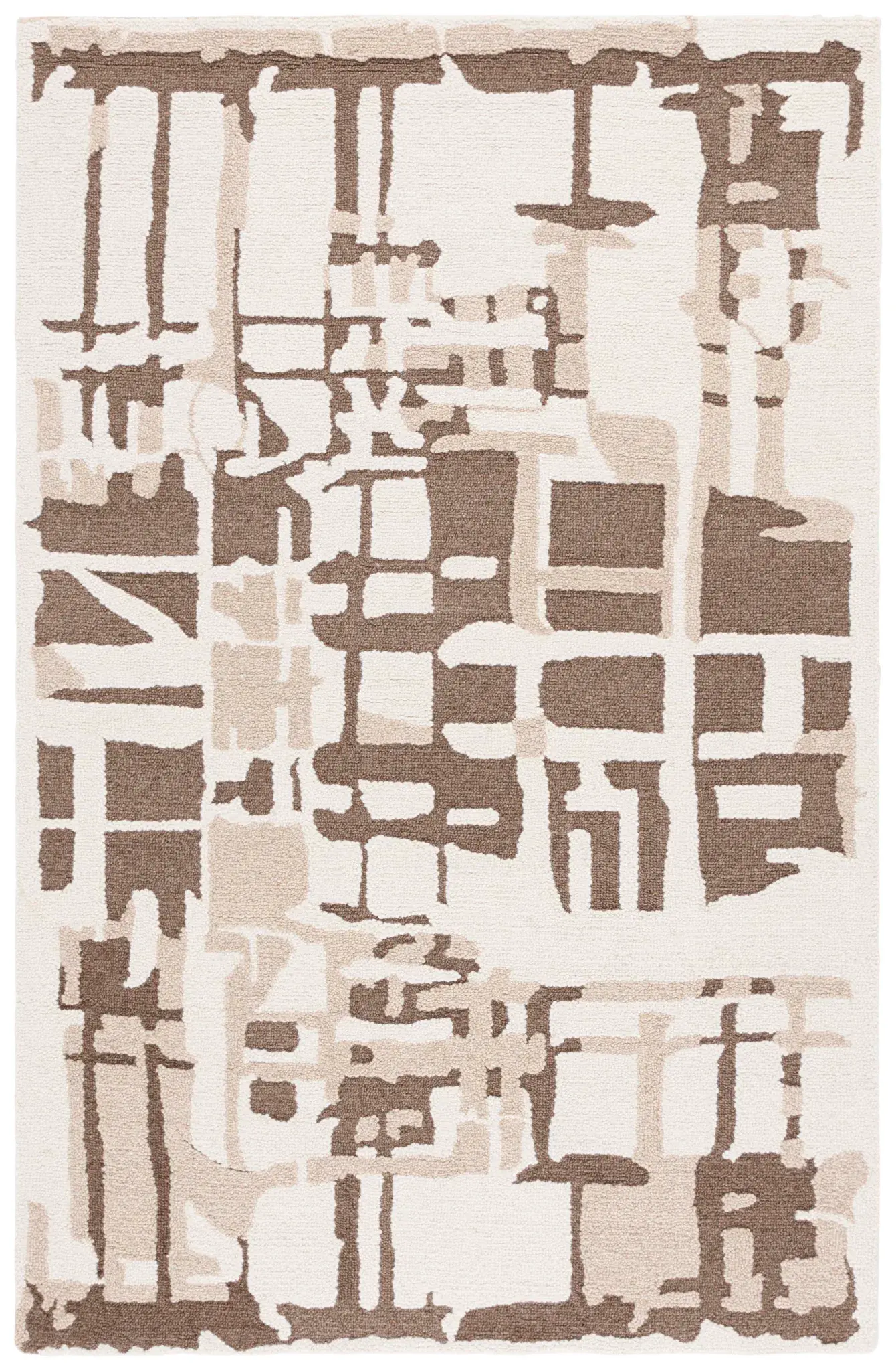 Ebony Abstract Block Collage Hand-Tufted Wool Rug