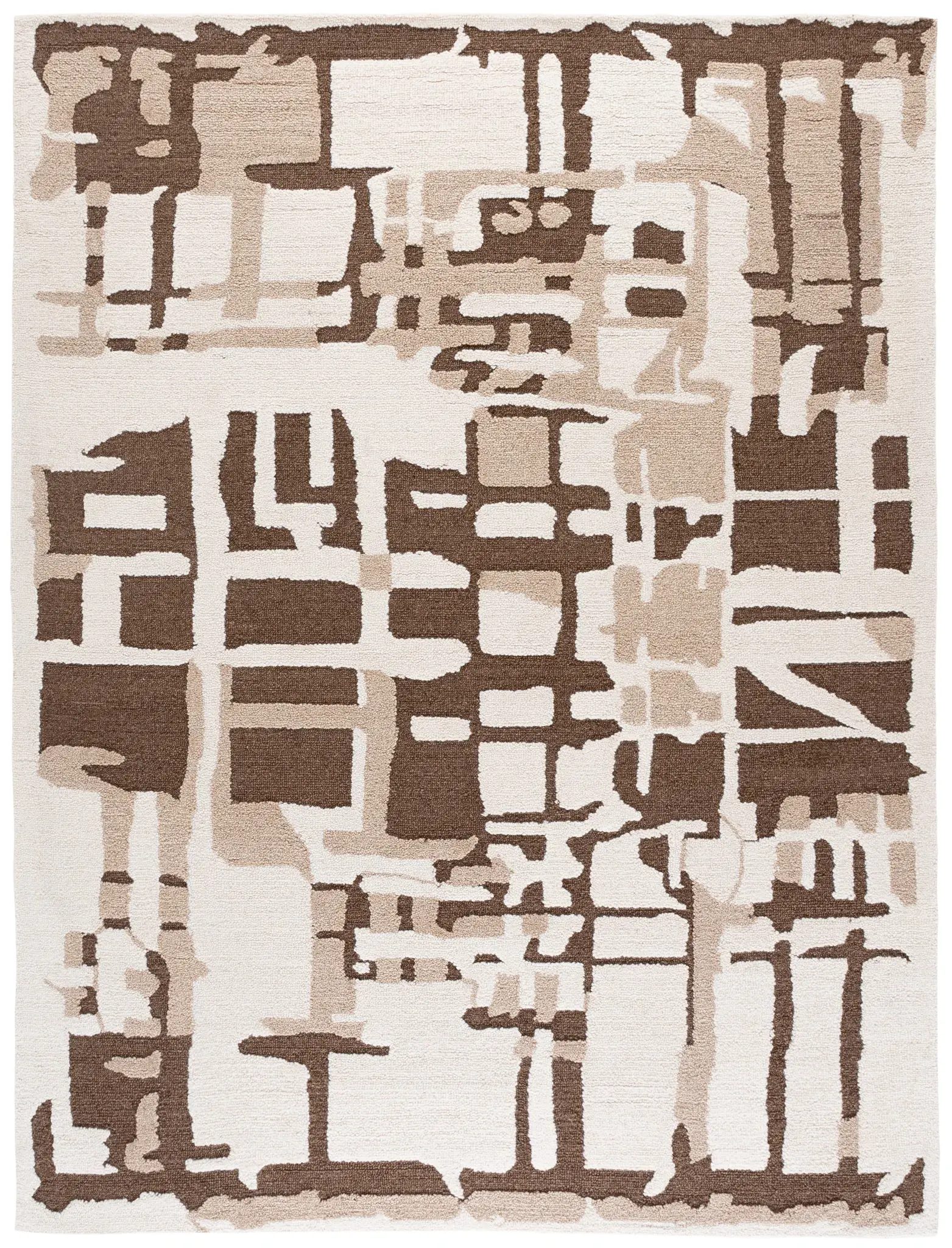 Ebony Abstract Block Collage Hand-Tufted Wool Rug