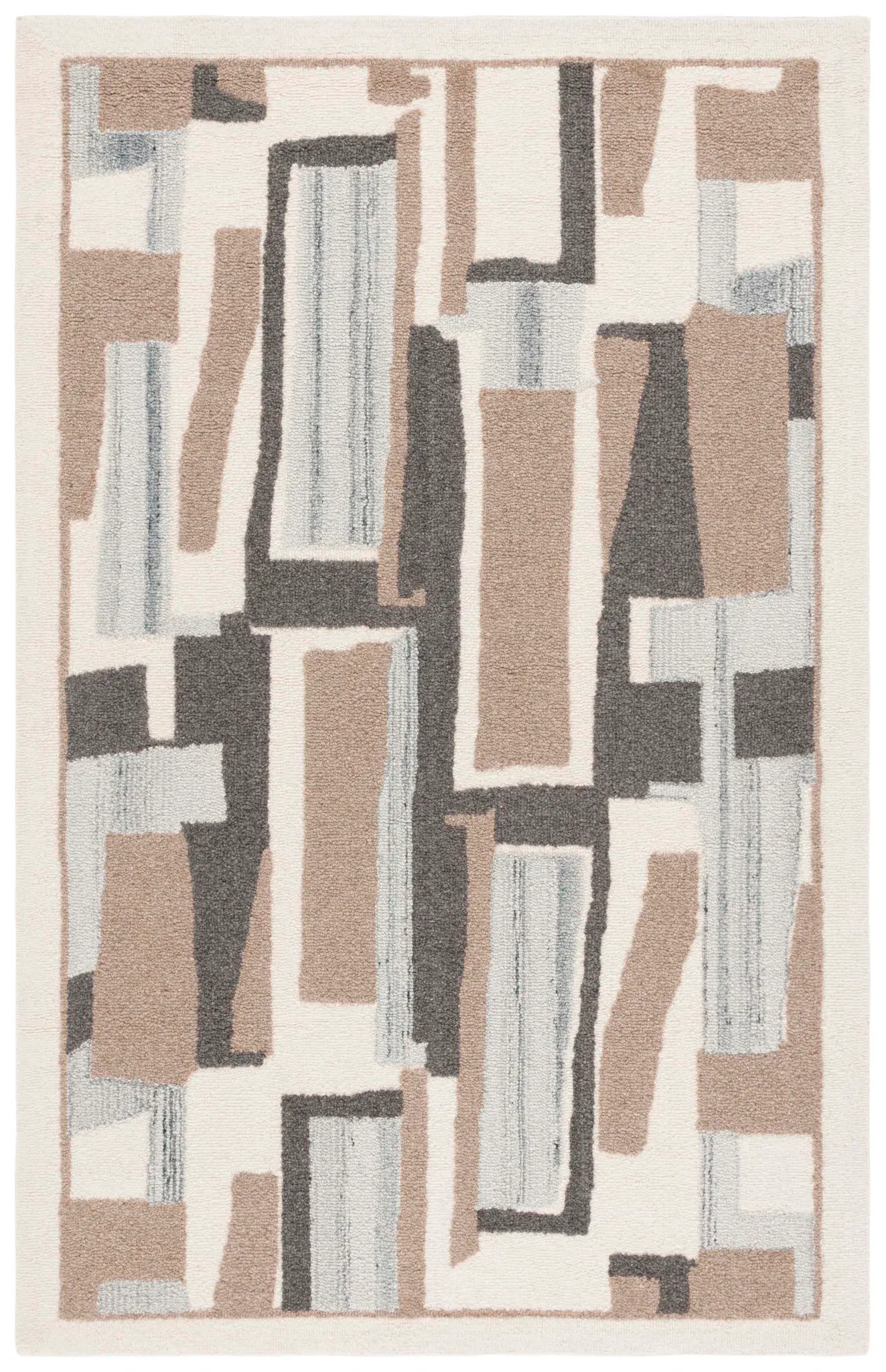 Ebony Abstract Patchwork Collage Hand-Tufted Wool Rug