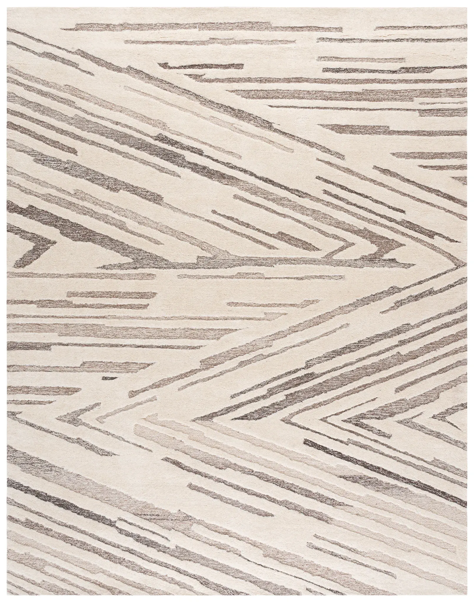Ebony Abstract Chevron Hand-Tufted Wool Rug
