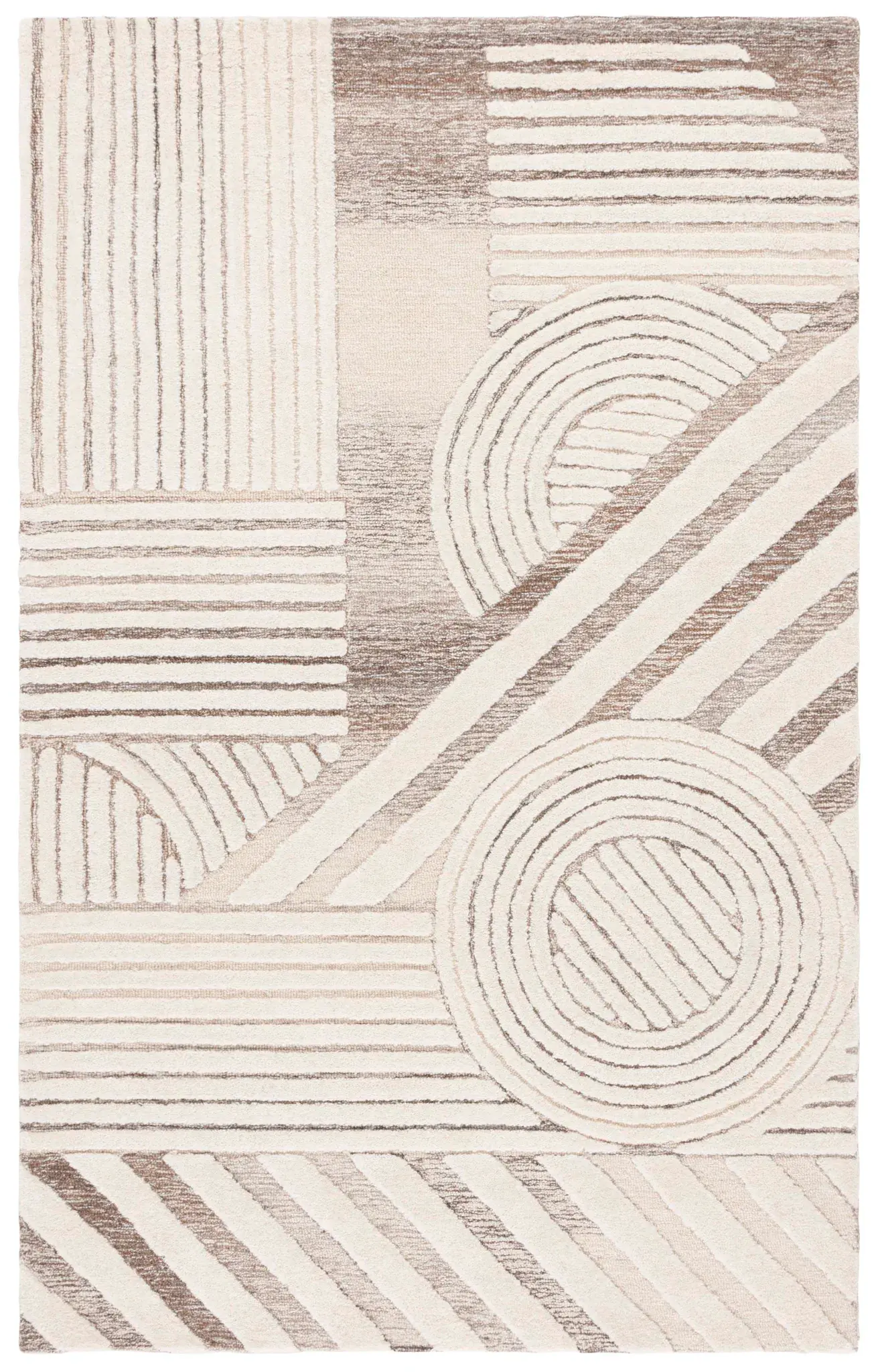 Ebony Abstract Circles Hand-Tufted Wool Rug