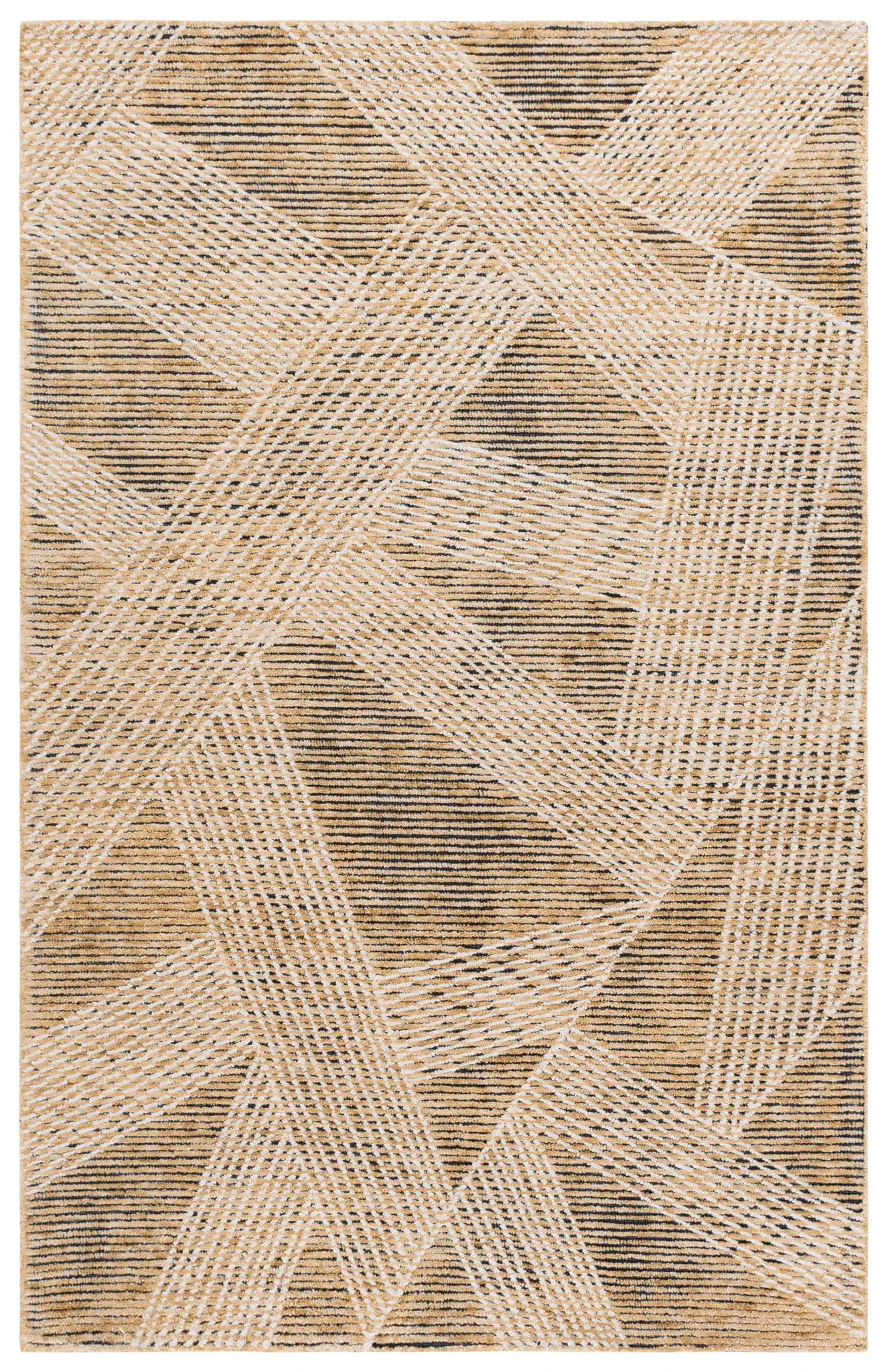 Ebony Overlapping Bands Hand-Tufted Wool Rug