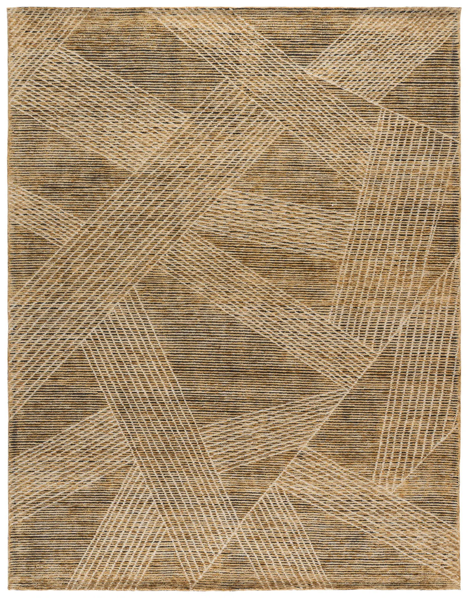 Ebony Overlapping Bands Hand-Tufted Wool Rug