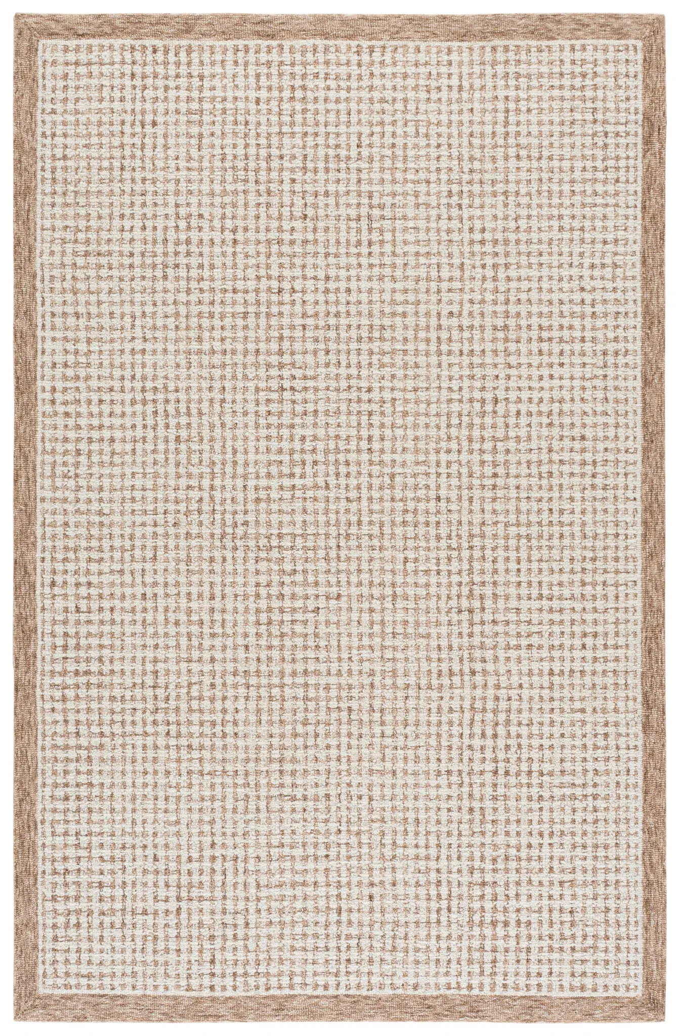 Ebony Crosshatch Bordered Hand-Tufted Wool Rug
