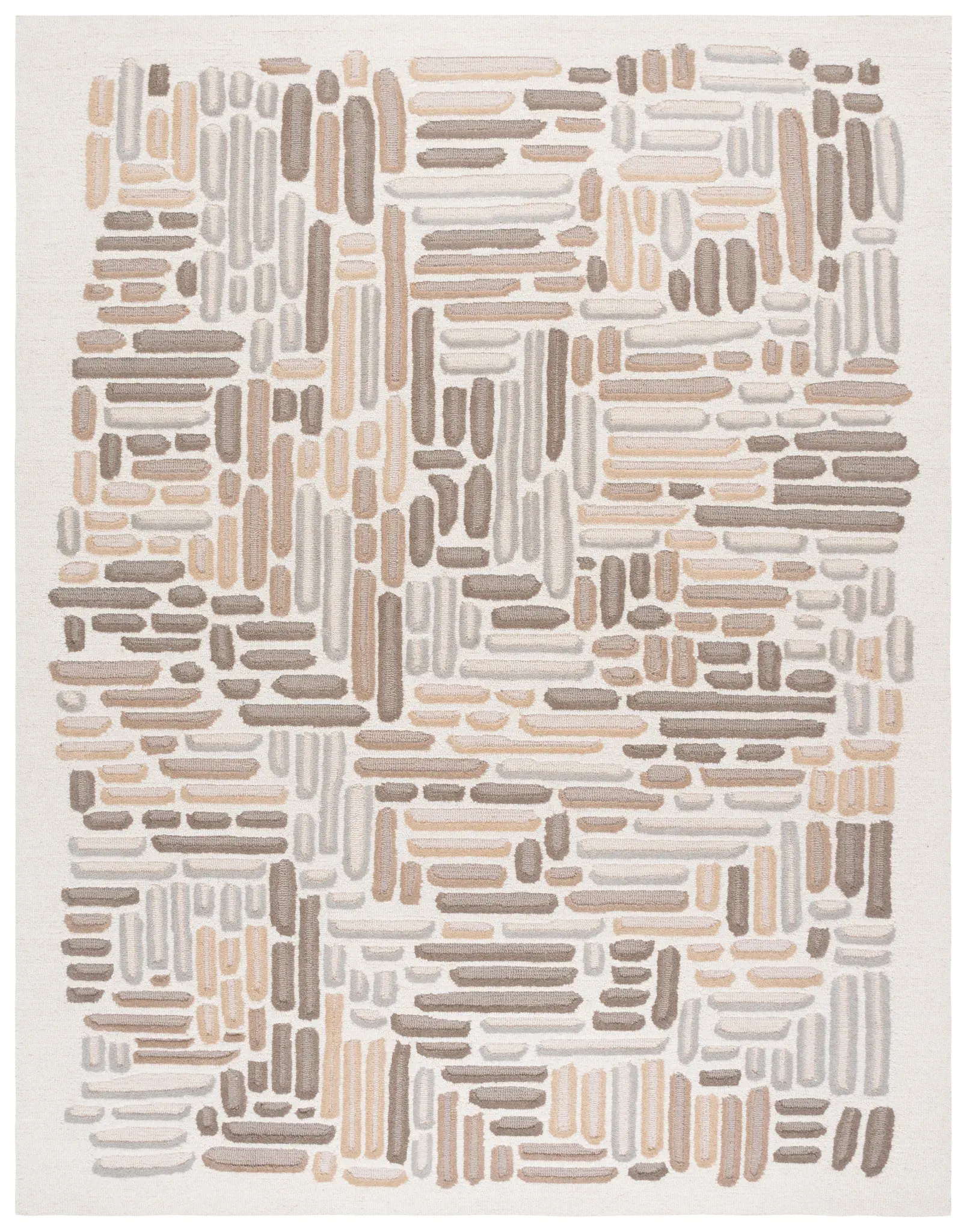 Ebony Blocked Dash Hand-Tufted Wool Rug