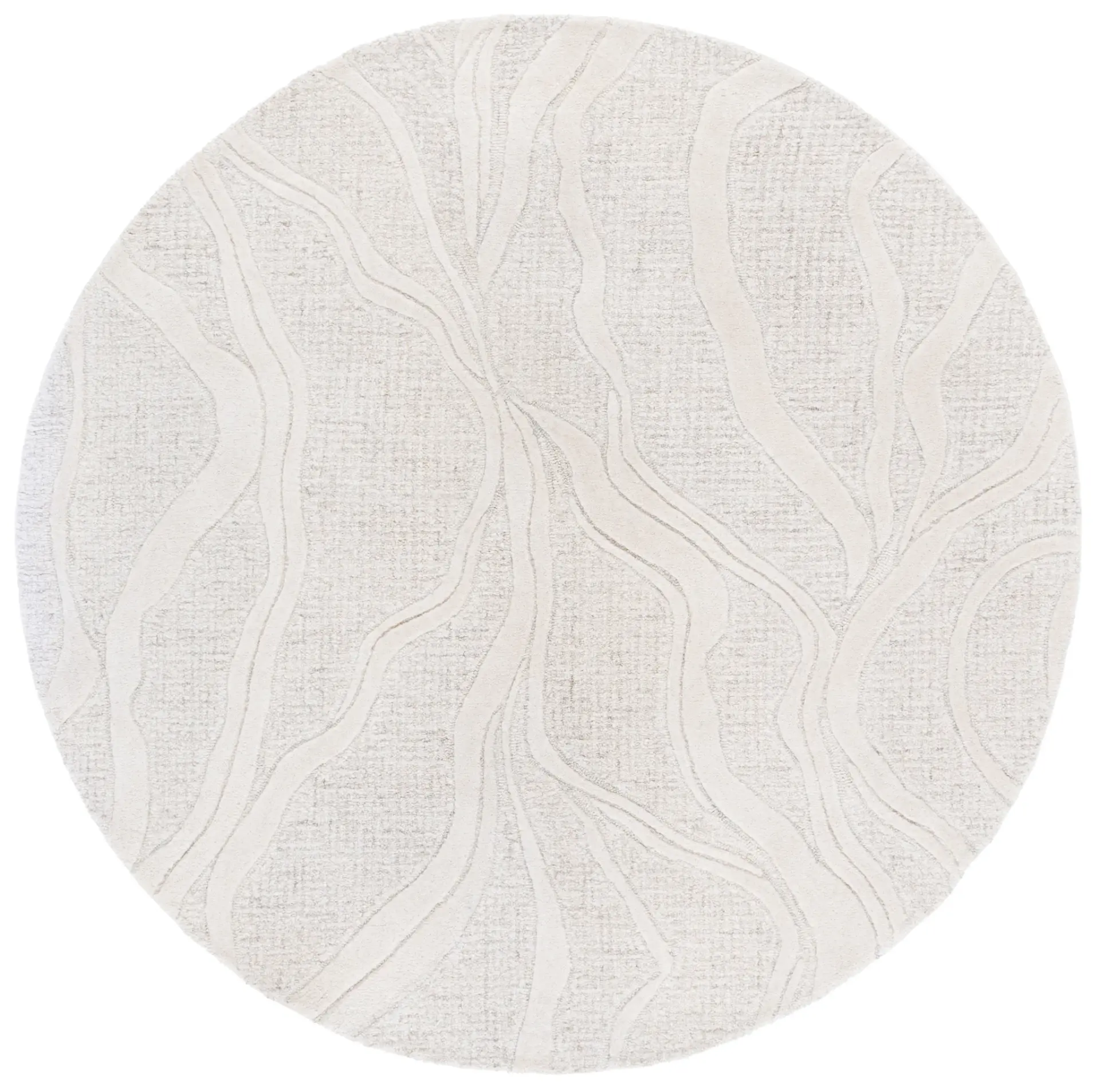 Ebony Abstract Waves Hand-Tufted Wool Rug