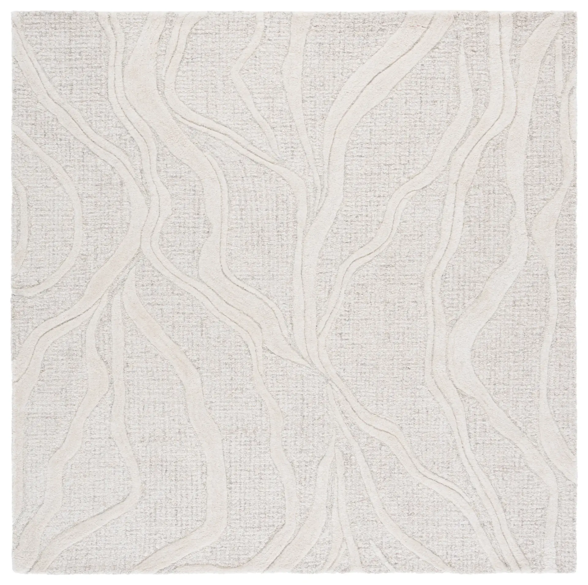 Ebony Abstract Waves Hand-Tufted Wool Rug