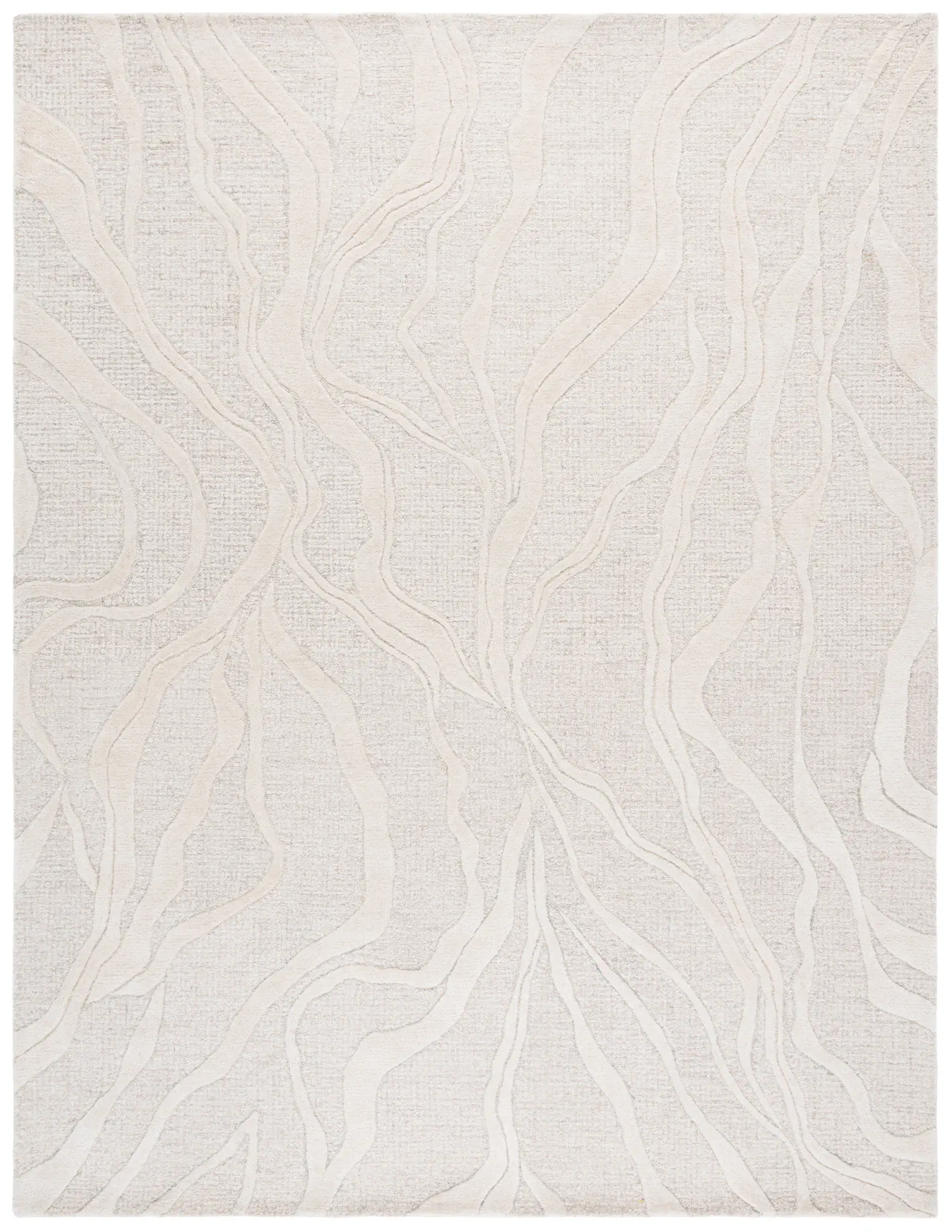 Ebony Abstract Waves Hand-Tufted Wool Rug