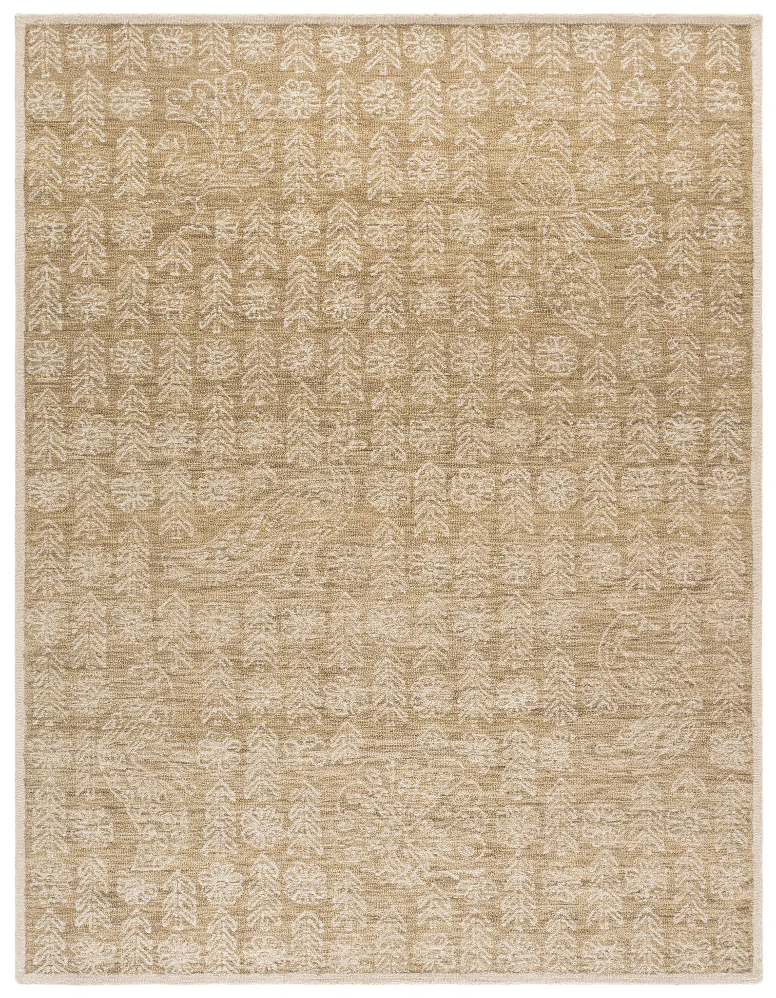 Ebony Folk Botanical Hand-Tufted Wool Rug