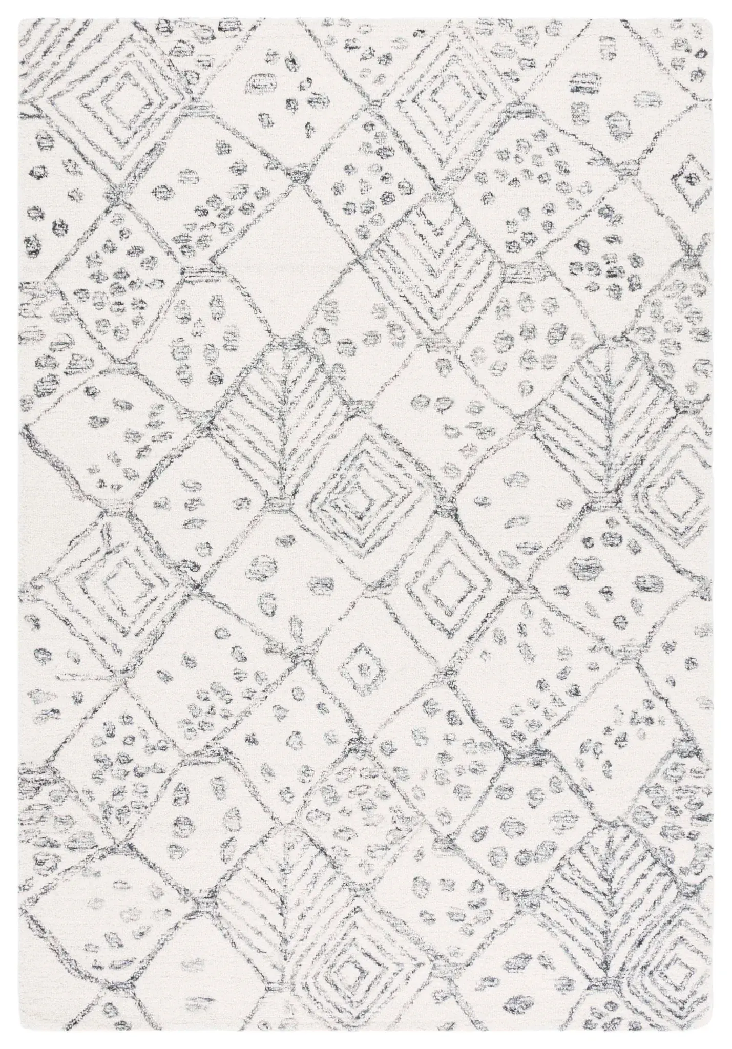 Ebony Moroccan Diamond Hand-Tufted Wool Rug