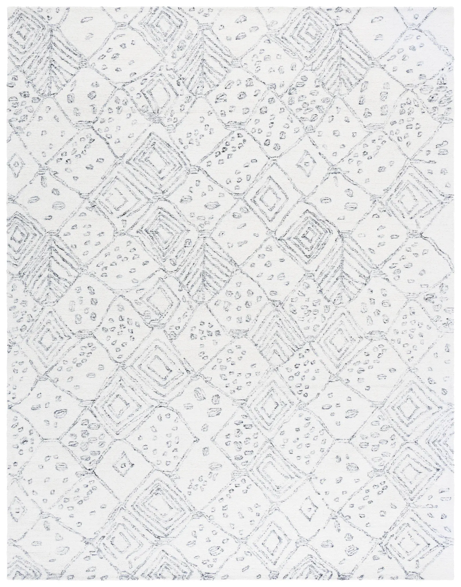 Ebony Moroccan Diamond Hand-Tufted Wool Rug