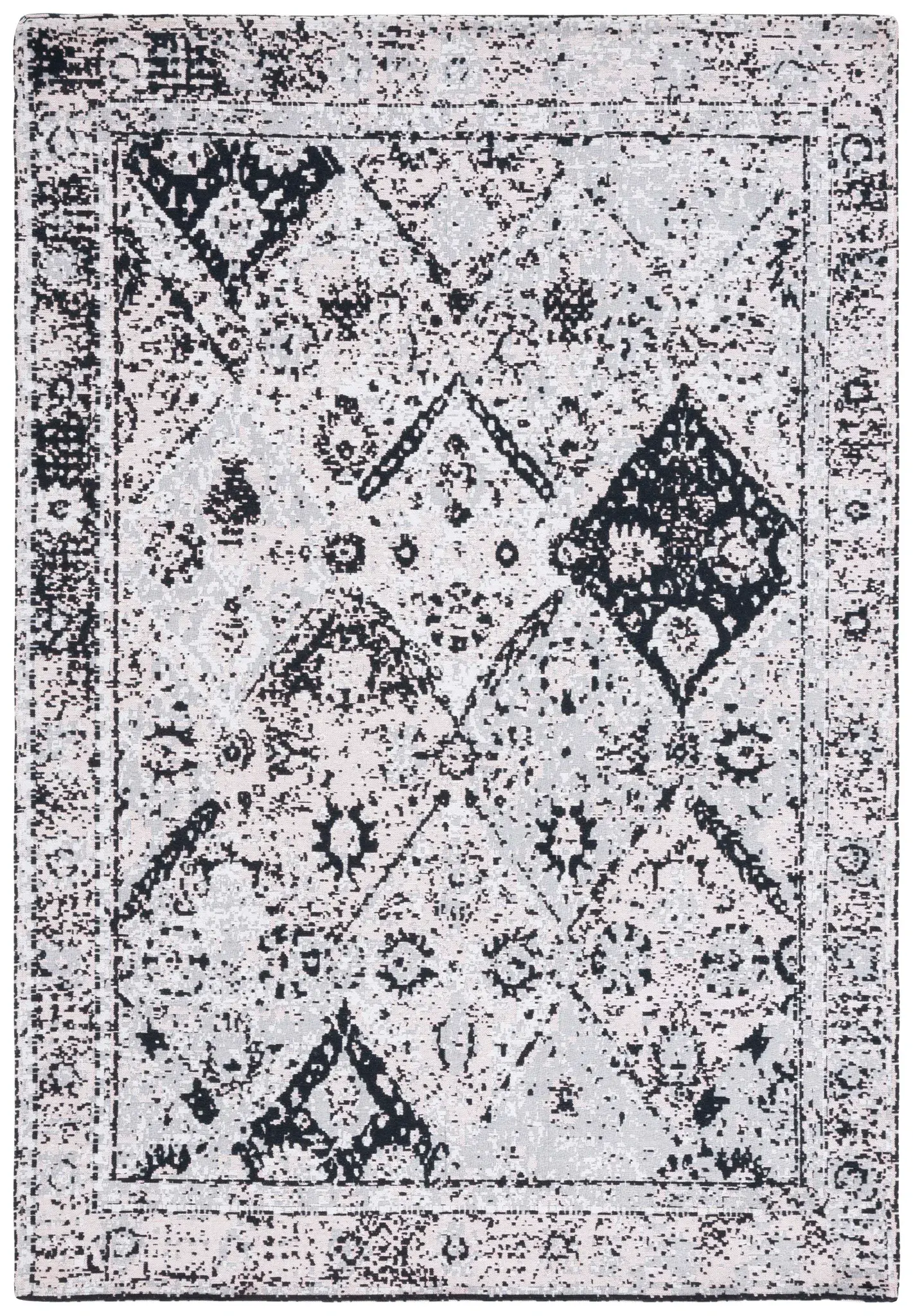 Easy Care Distressed Diamond Washable Rug