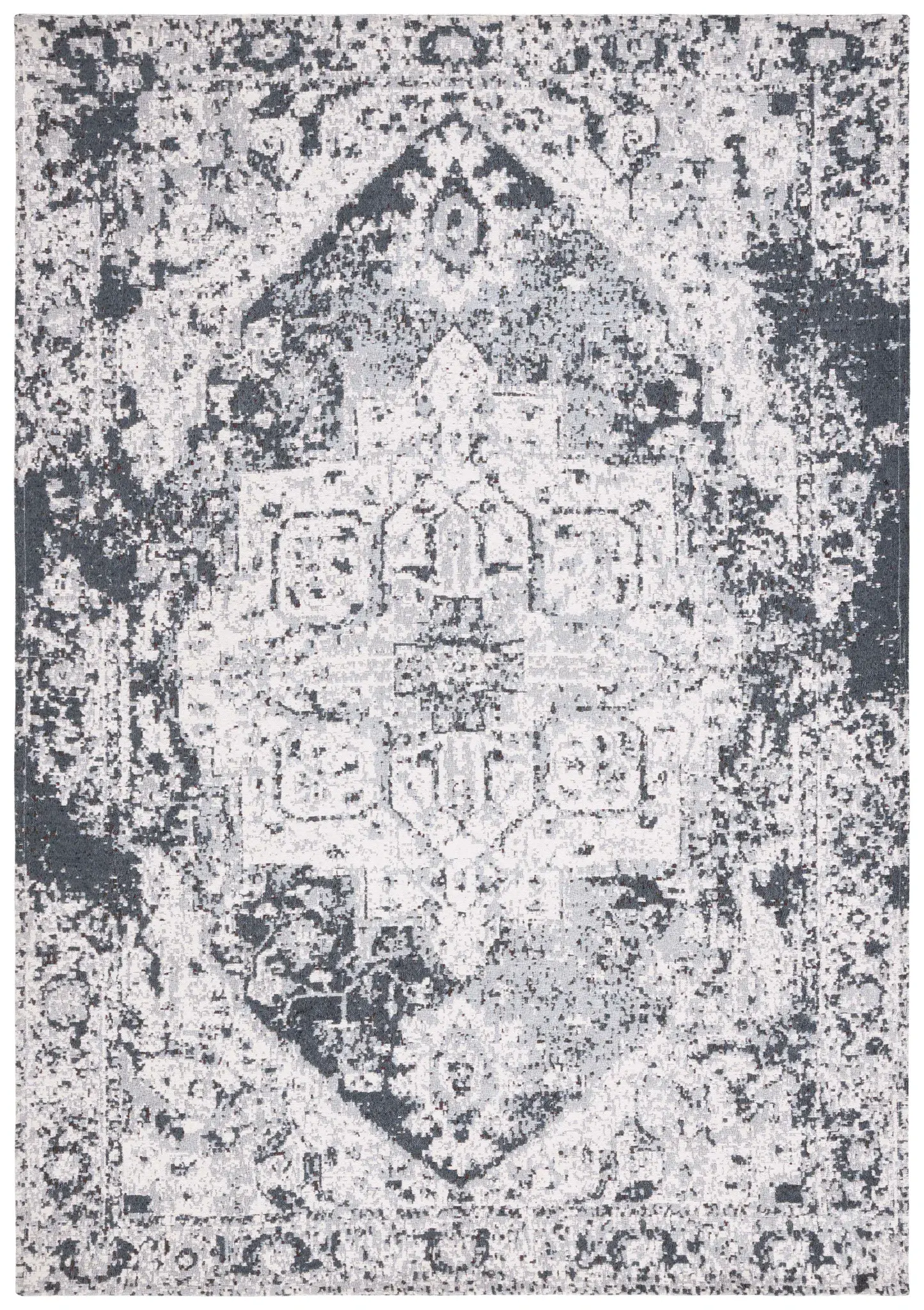 Easy Care Distressed Diamond Medallion Washable Rug