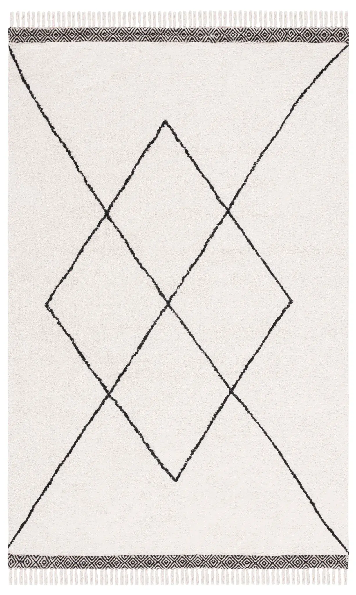 Easy Care Crossed Diamond Hand-Woven Cotton Washable Rug