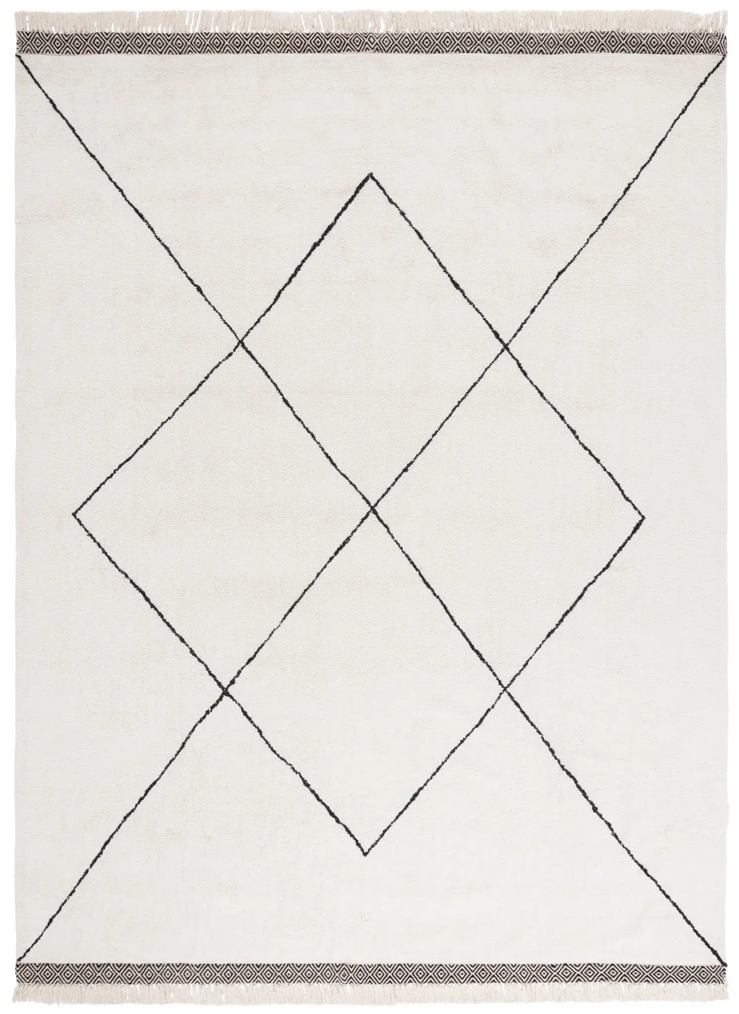 Easy Care Crossed Diamond Hand-Woven Cotton Washable Rug