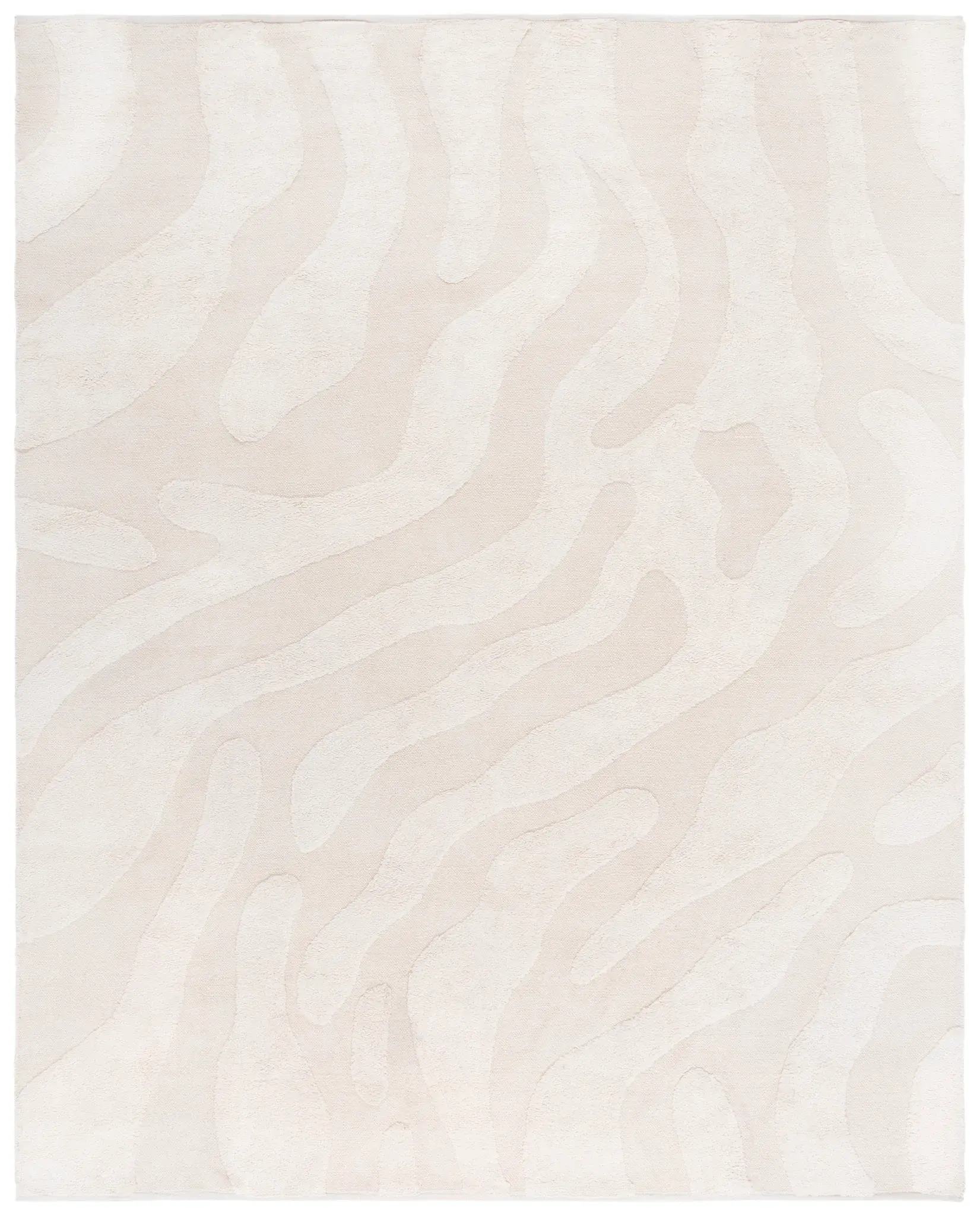 Easy Care Wavy Abstract Hand-Woven Cotton Washable Rug