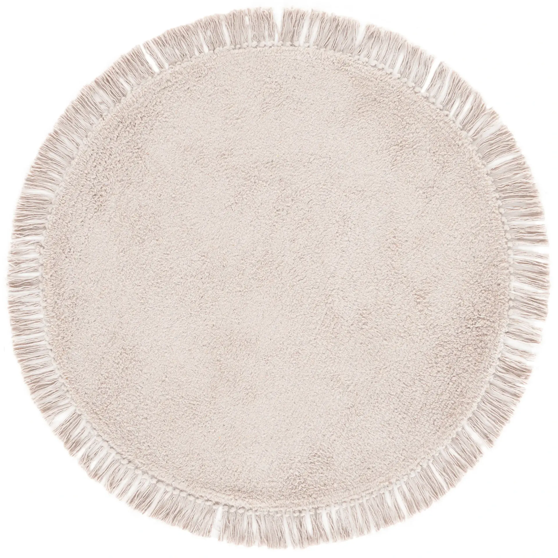 Easy Care Solid Fringed Round Hand-Tufted Cotton Washable Rug