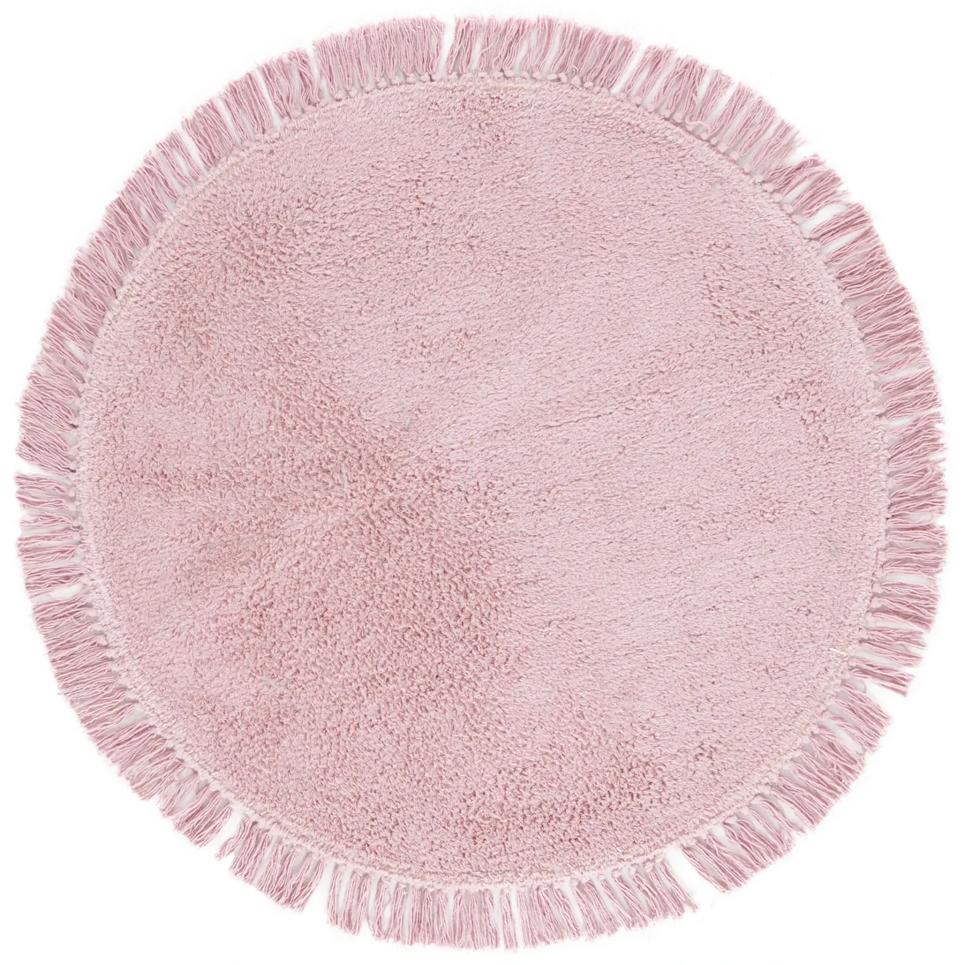 Easy Care Solid Fringed Round Hand-Tufted Cotton Washable Rug