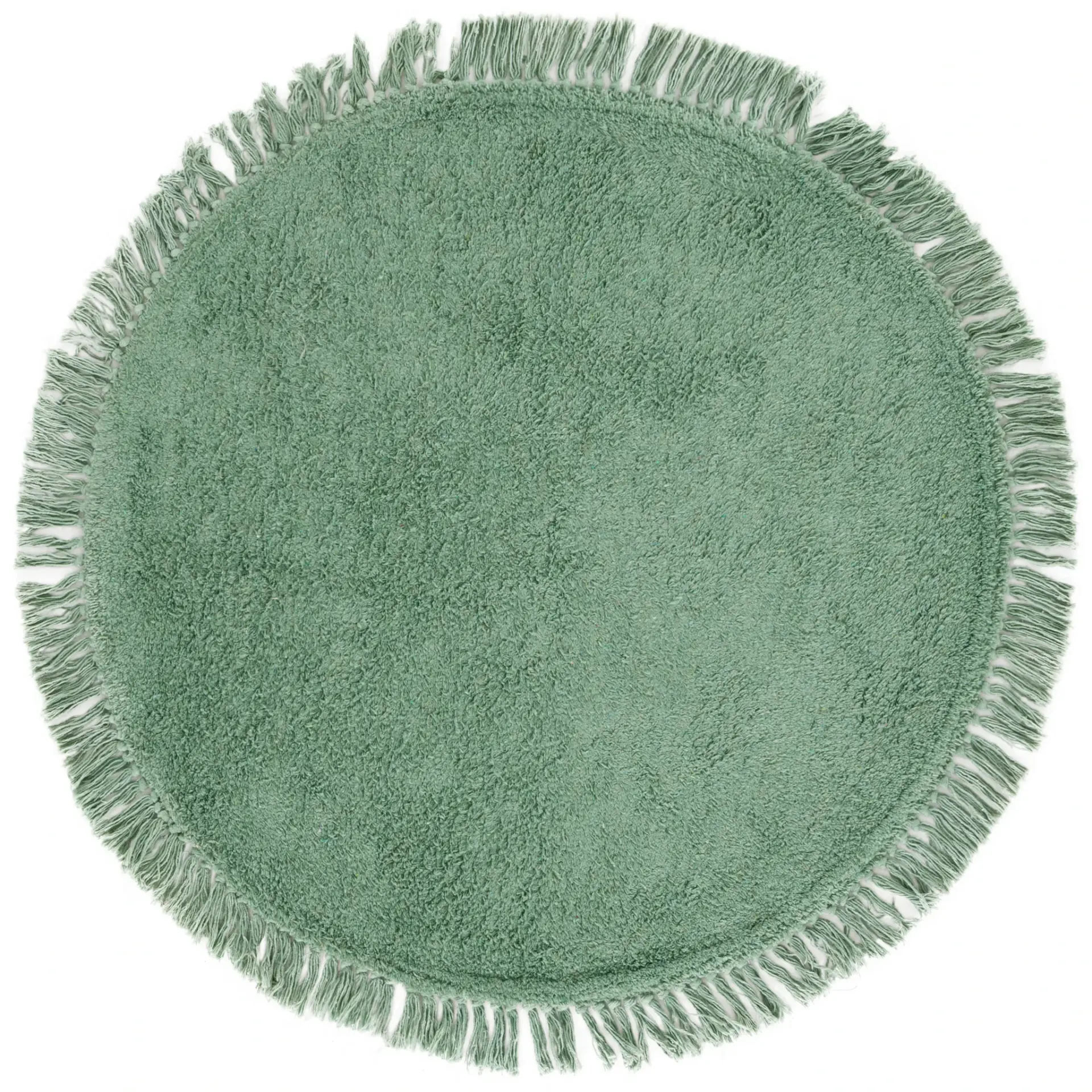 Easy Care Solid Fringed Round Hand-Tufted Cotton Washable Rug