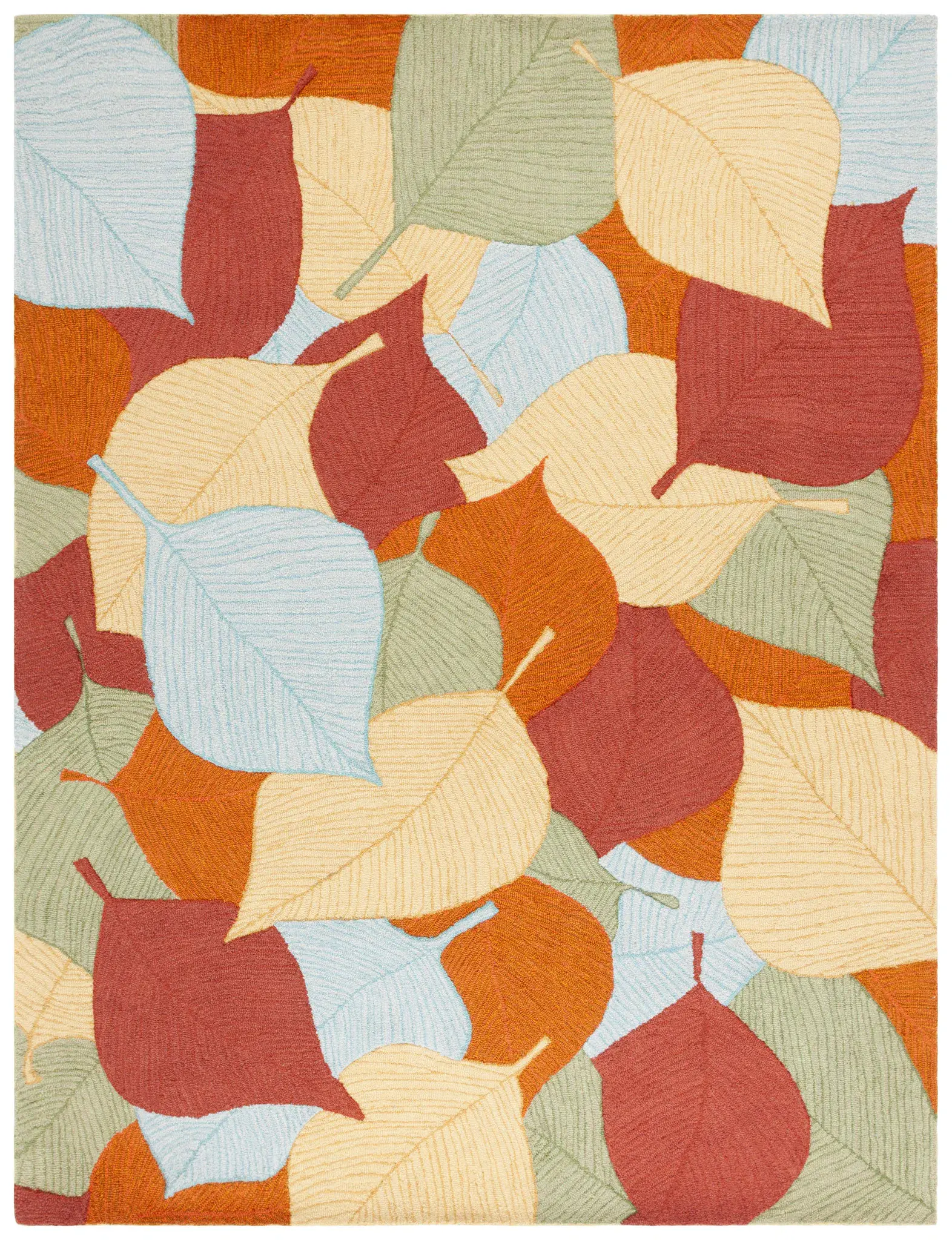Easy Care Overlapping Leaves Hand-Tufted Rug
