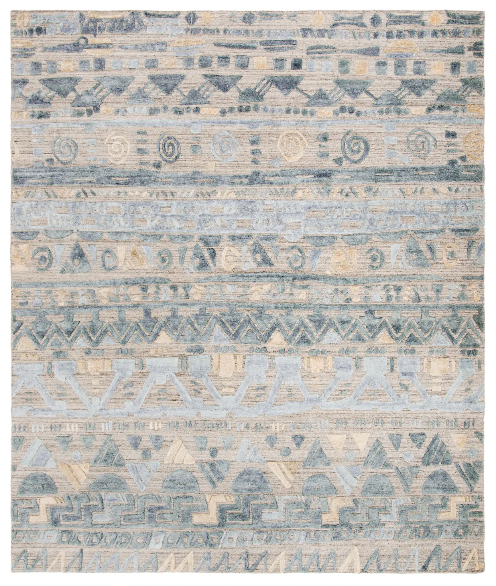 Elements Banded Tribal Loom-Knotted Rug