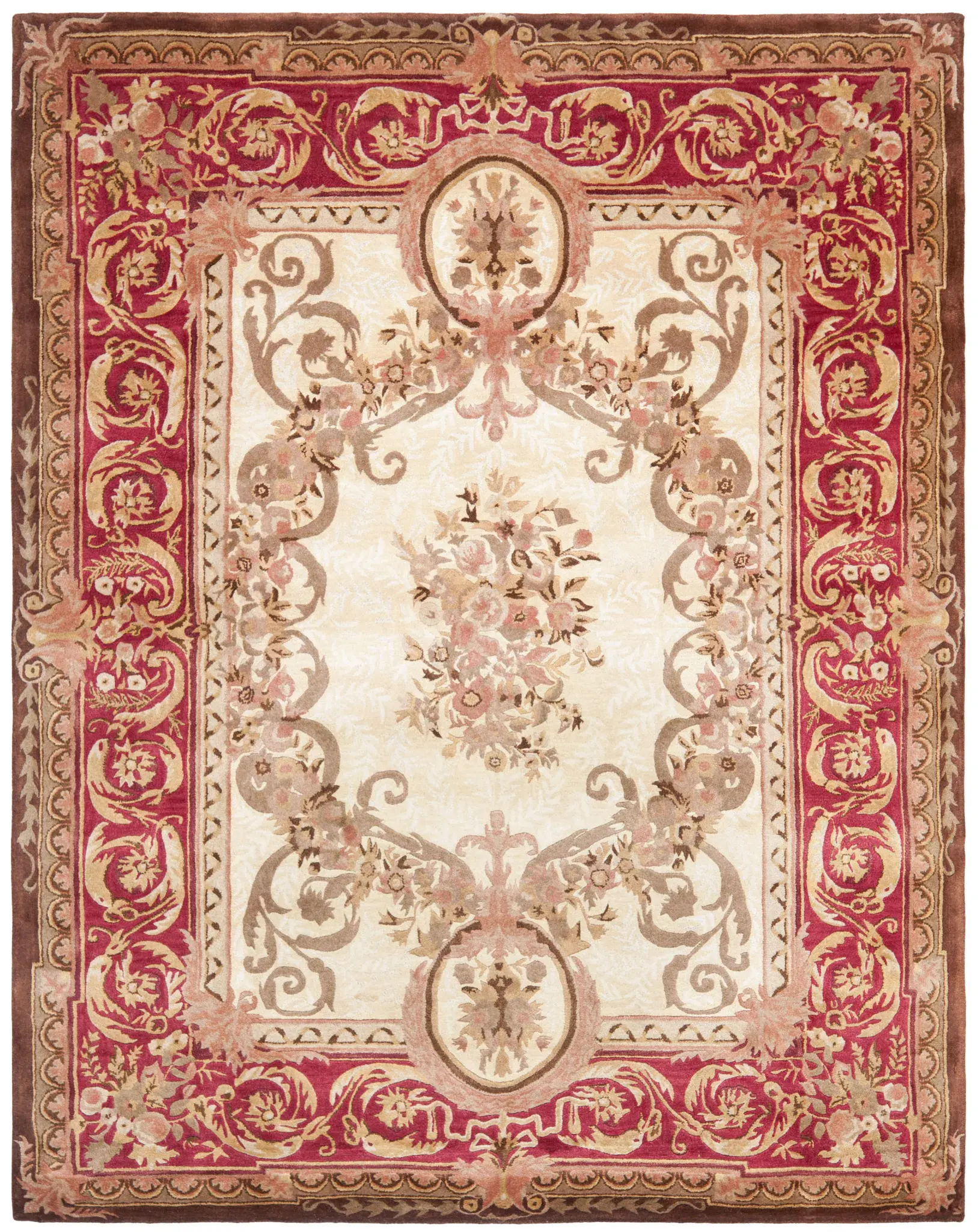 Empire Oval Medallion Bordered Hand-Tufted Wool Rug