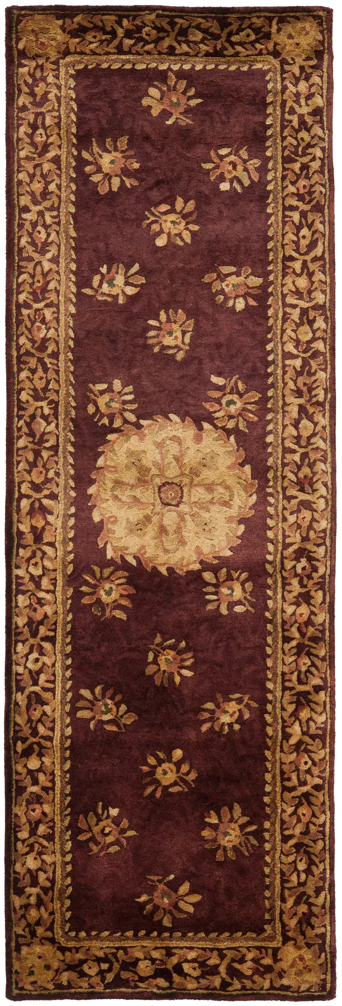 Empire Floral Rosette Bordered Hand-Tufted Wool Rug