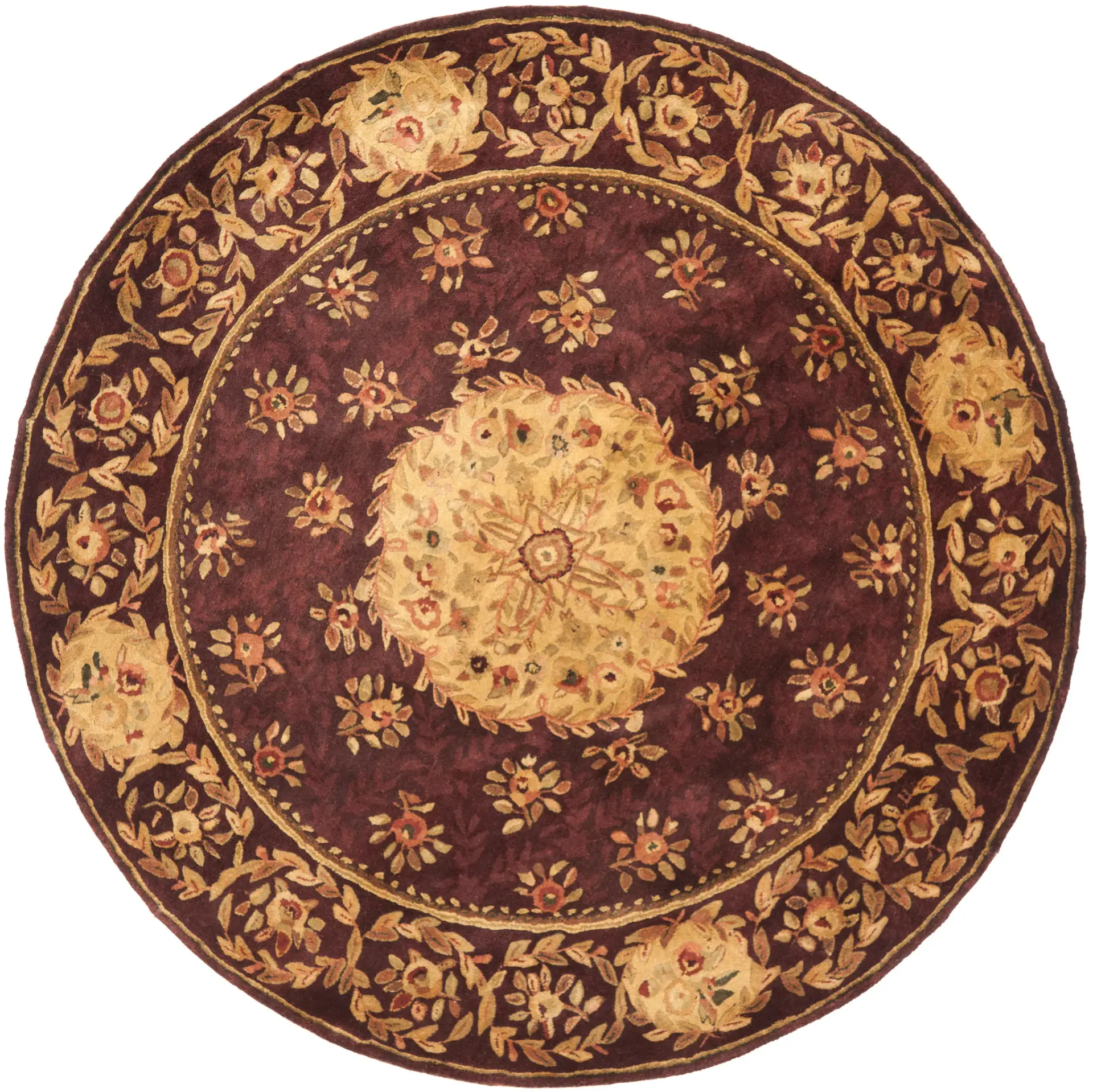 Empire Floral Rosette Bordered Hand-Tufted Wool Rug