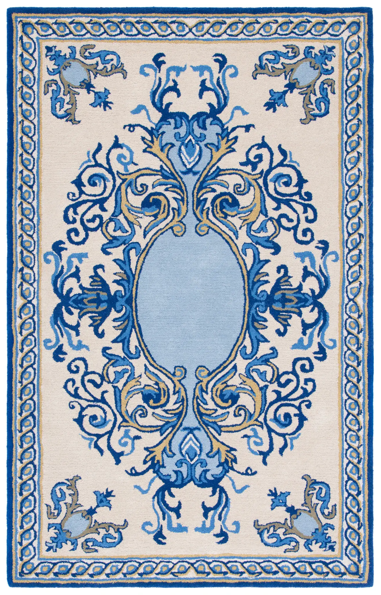 Empire Scroll Cartouche Hand-Tufted Wool Rug
