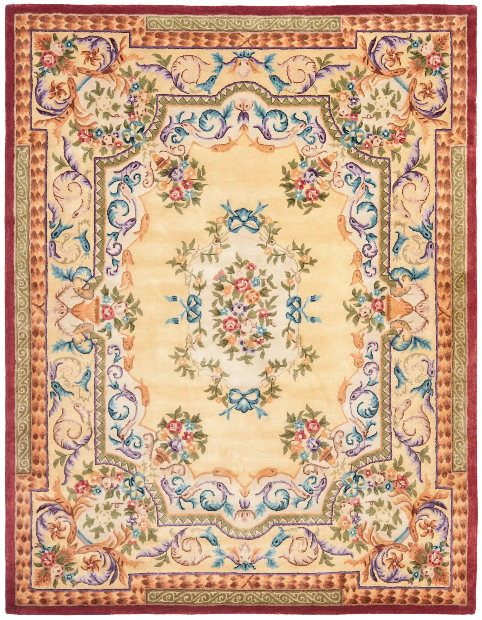 Empire Floral Bouquet Bordered Hand-Tufted Wool Rug