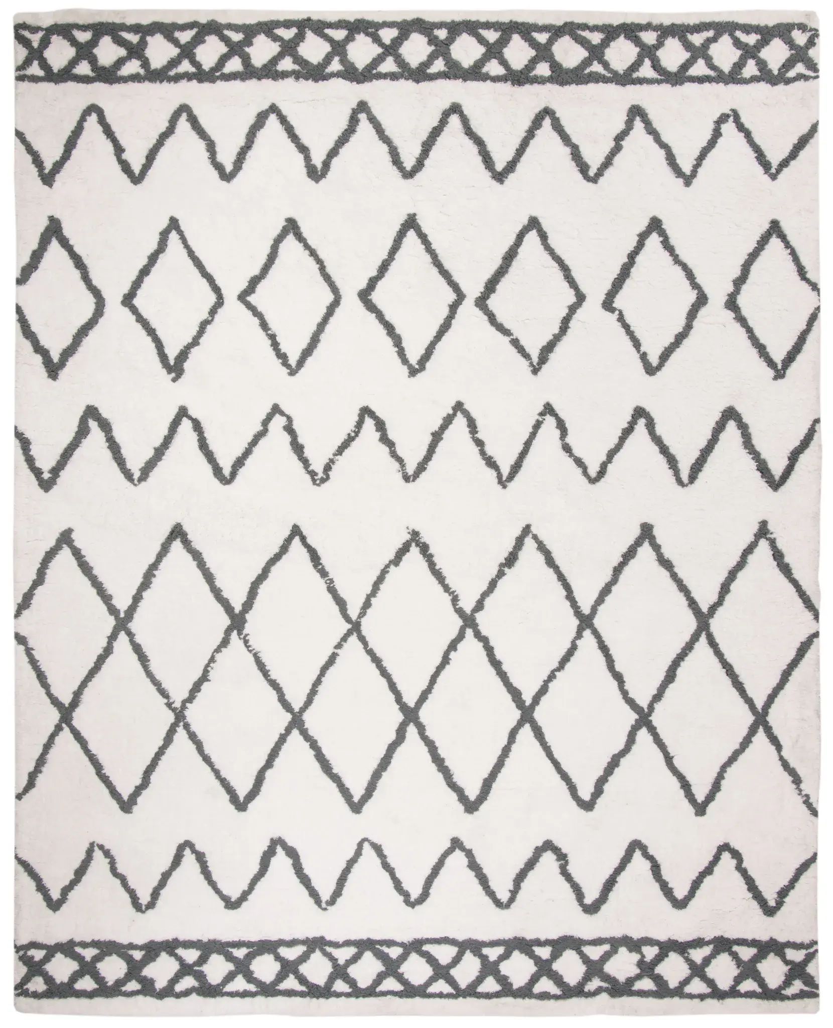 Equinox Banded Diamond Hand-Tufted Shag Rug