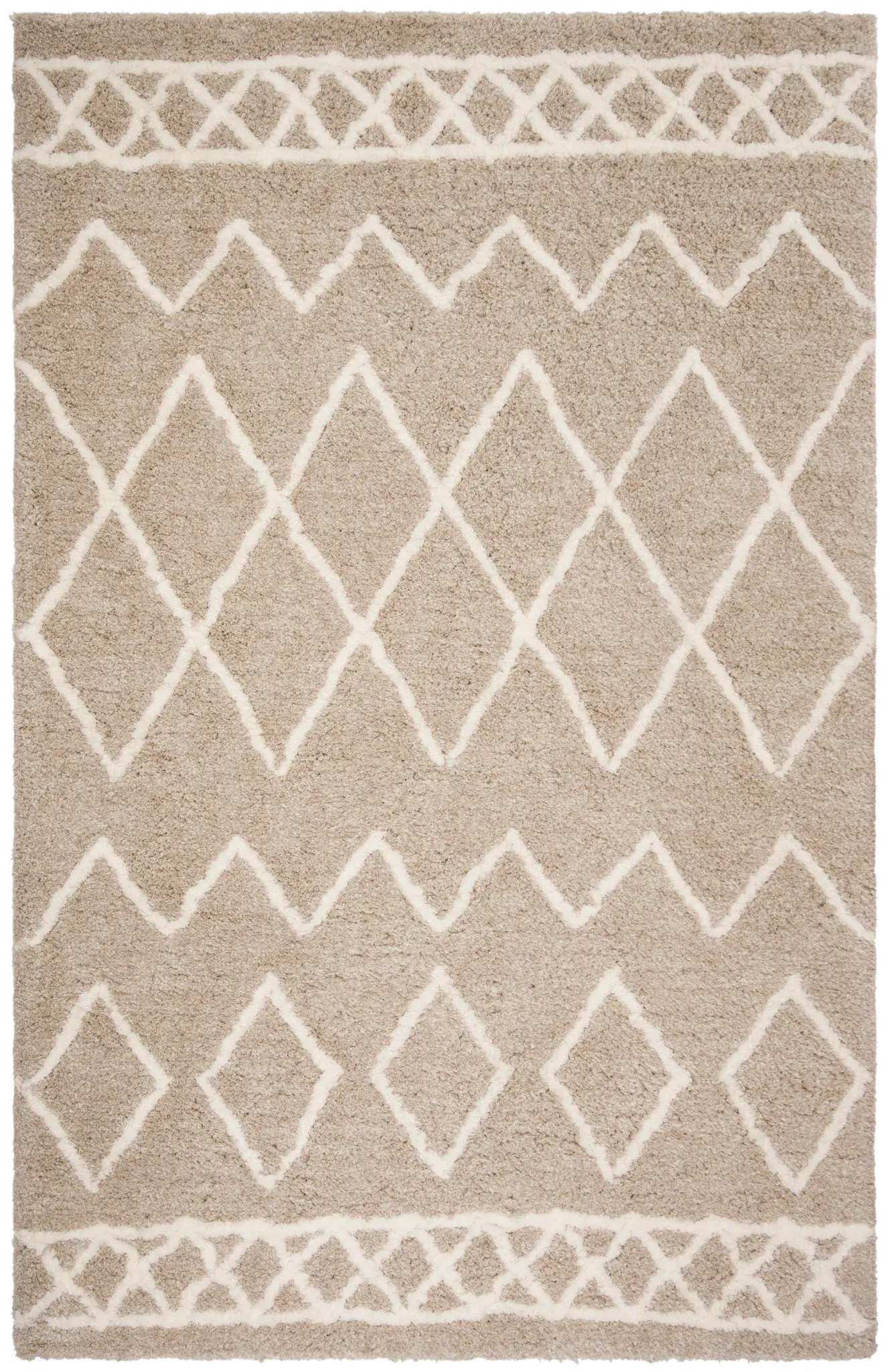 Equinox Banded Diamond Hand-Tufted Shag Rug